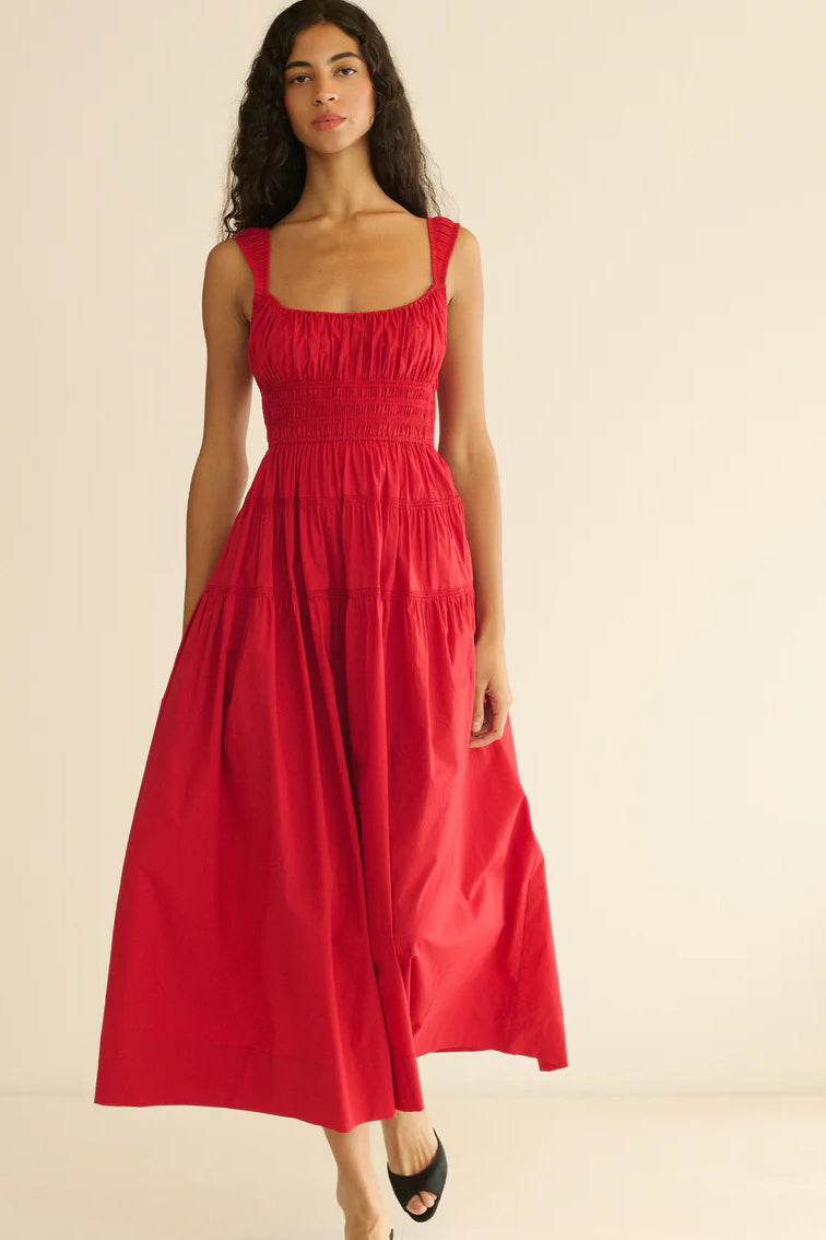 doen clover dress deep tomato