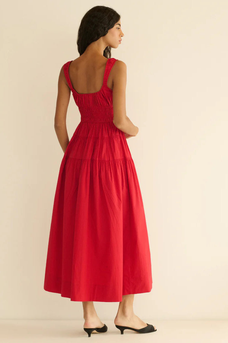 doen clover dress deep tomato