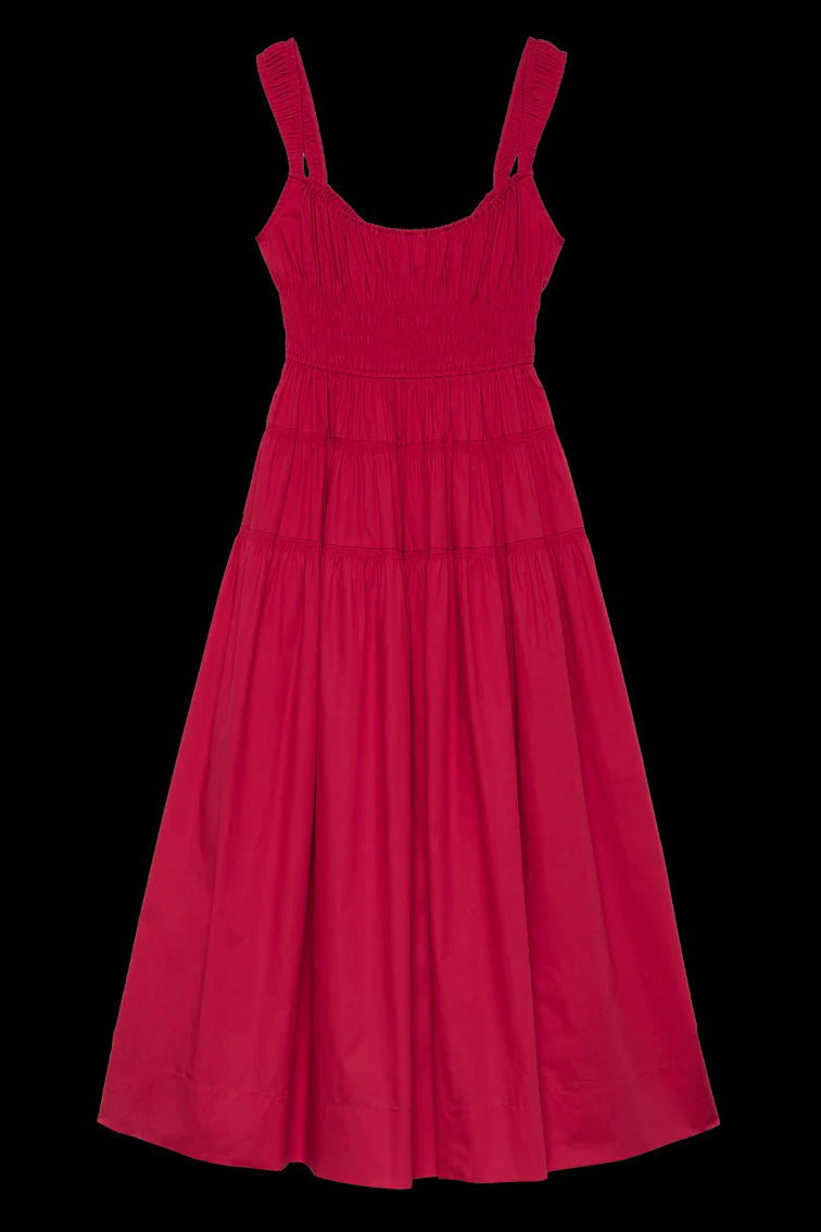 doen clover dress deep tomato
