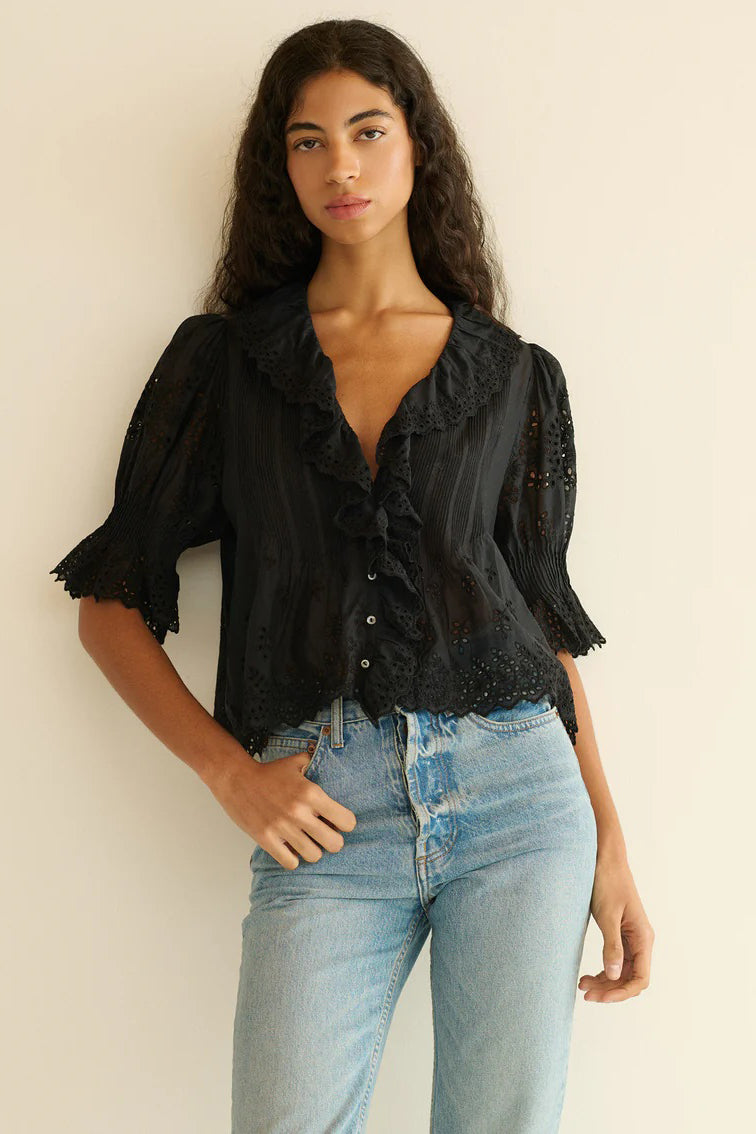 doen henri top black eyelet