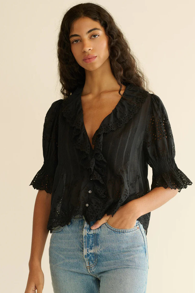 doen henri top black eyelet