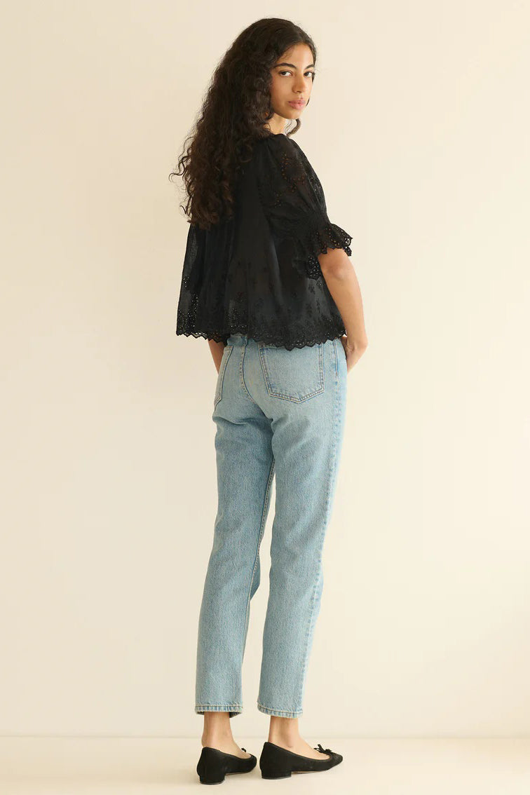 doen henri top black eyelet
