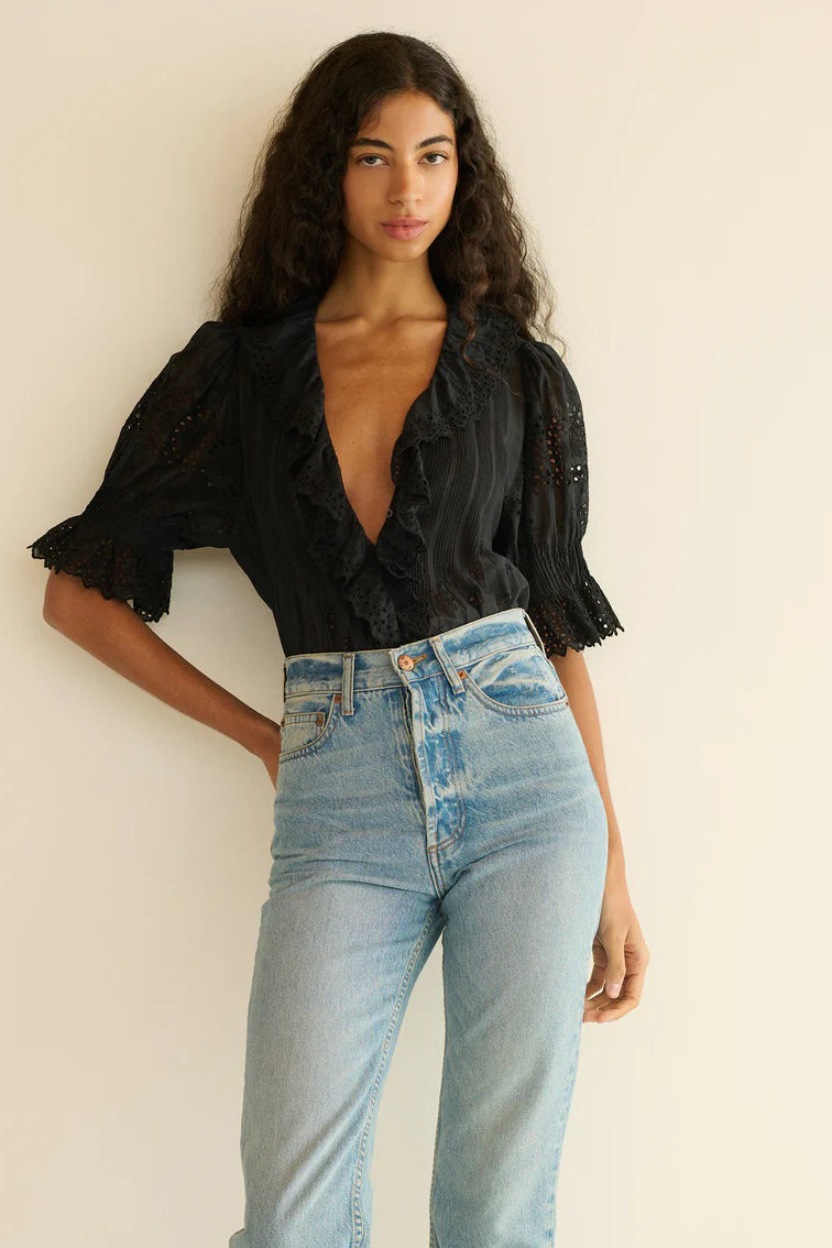 doen henri top black eyelet