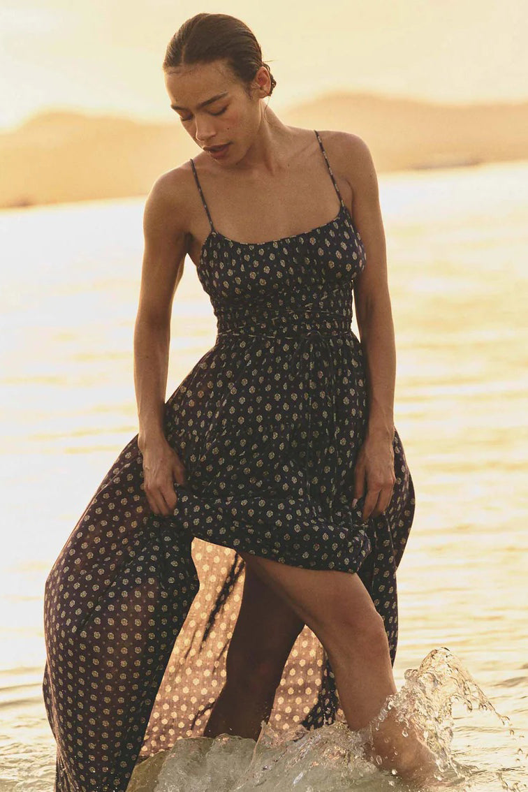 doen safia dress navy cadiz foulard