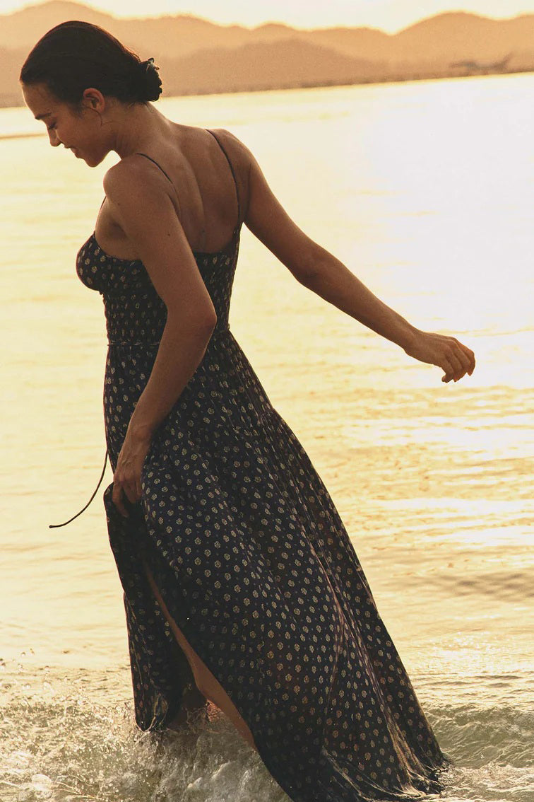 doen safia dress navy cadiz foulard