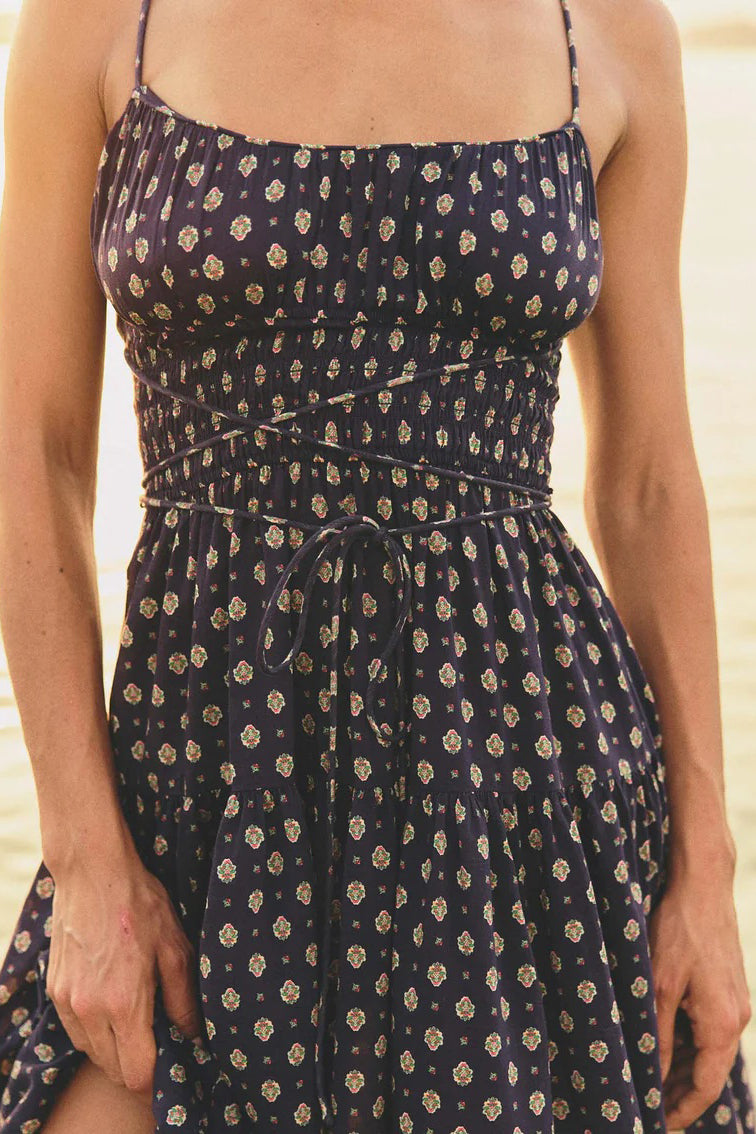 doen safia dress navy cadiz foulard