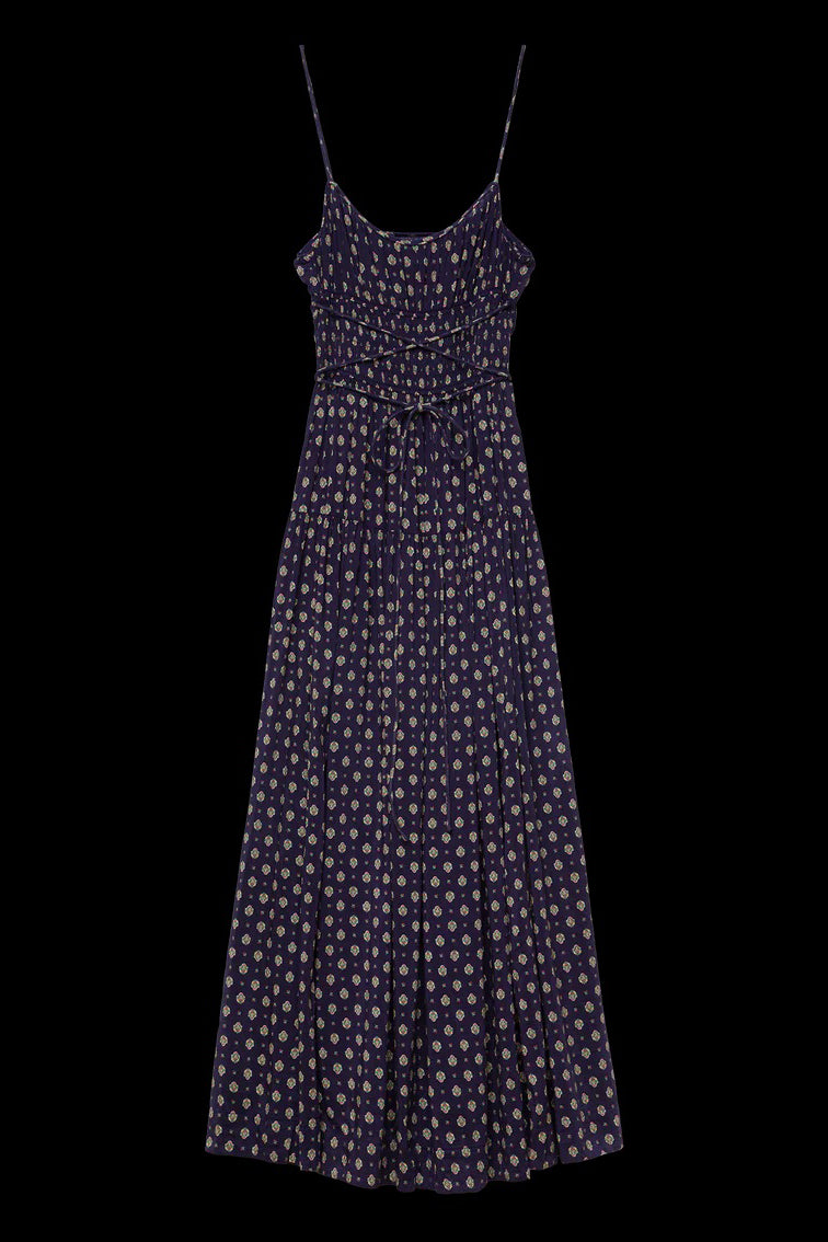 doen safia dress navy cadiz foulard