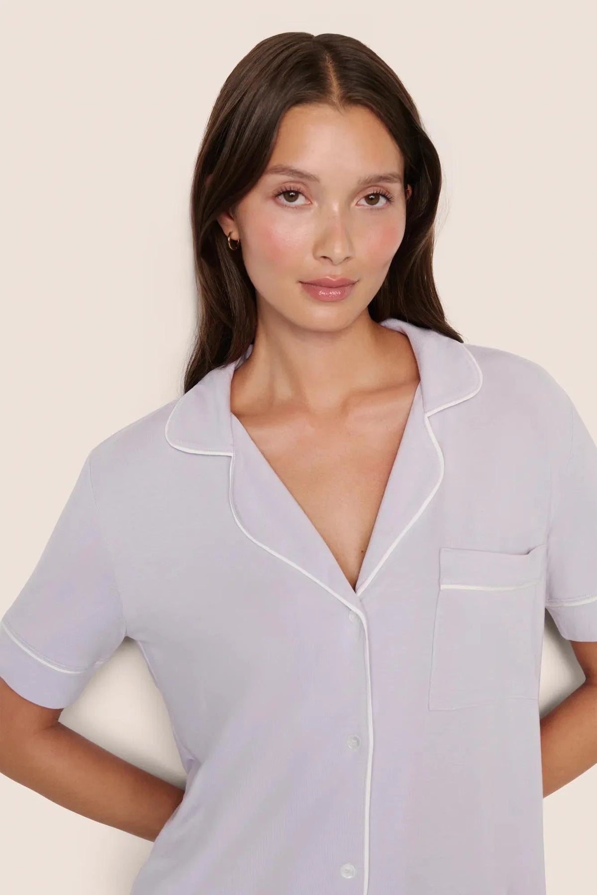 eberjey gisele short sleeve long pj set thistle ivory