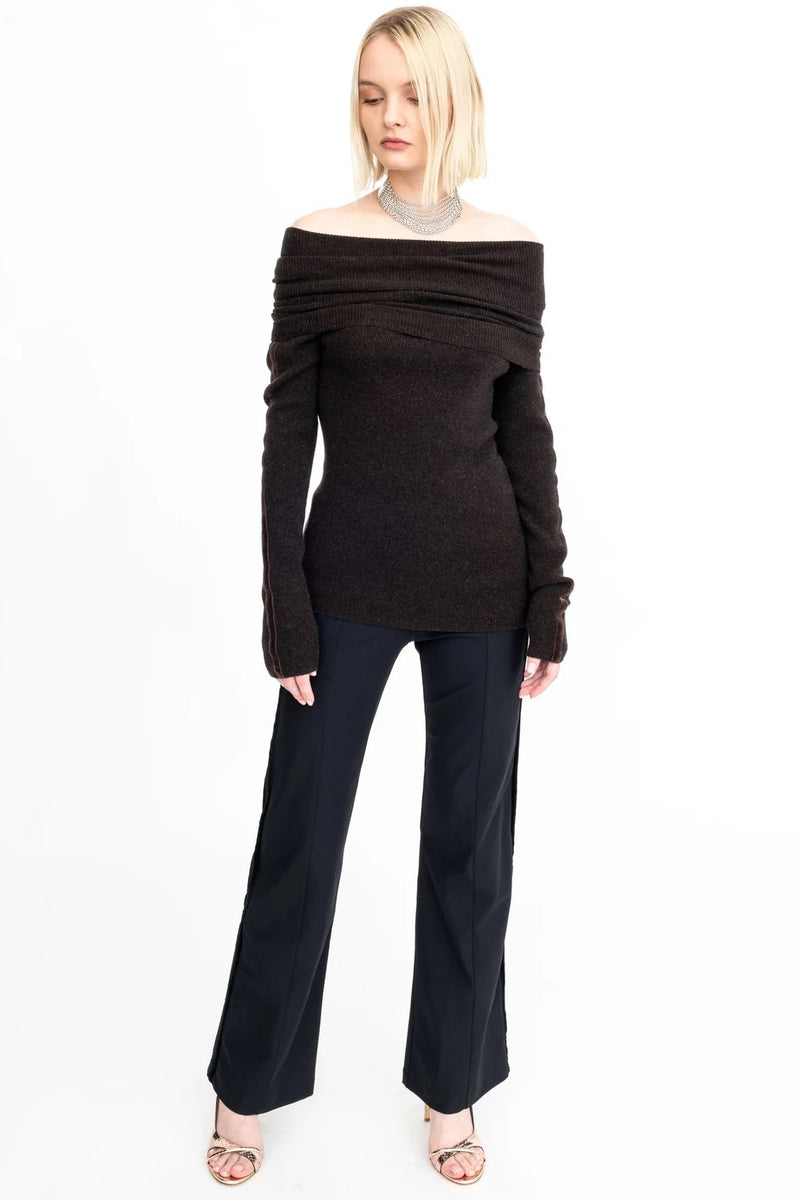 elaine kim arden pant black with velvet stripe