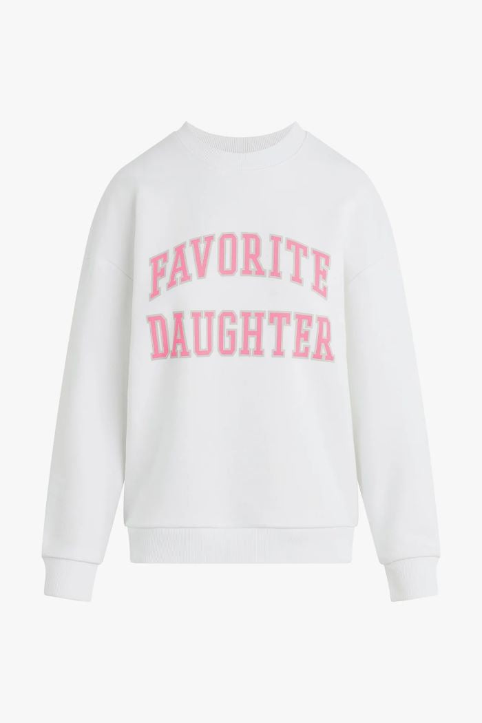 favorite daughter the collegiate sweatshirt white with neon pink 