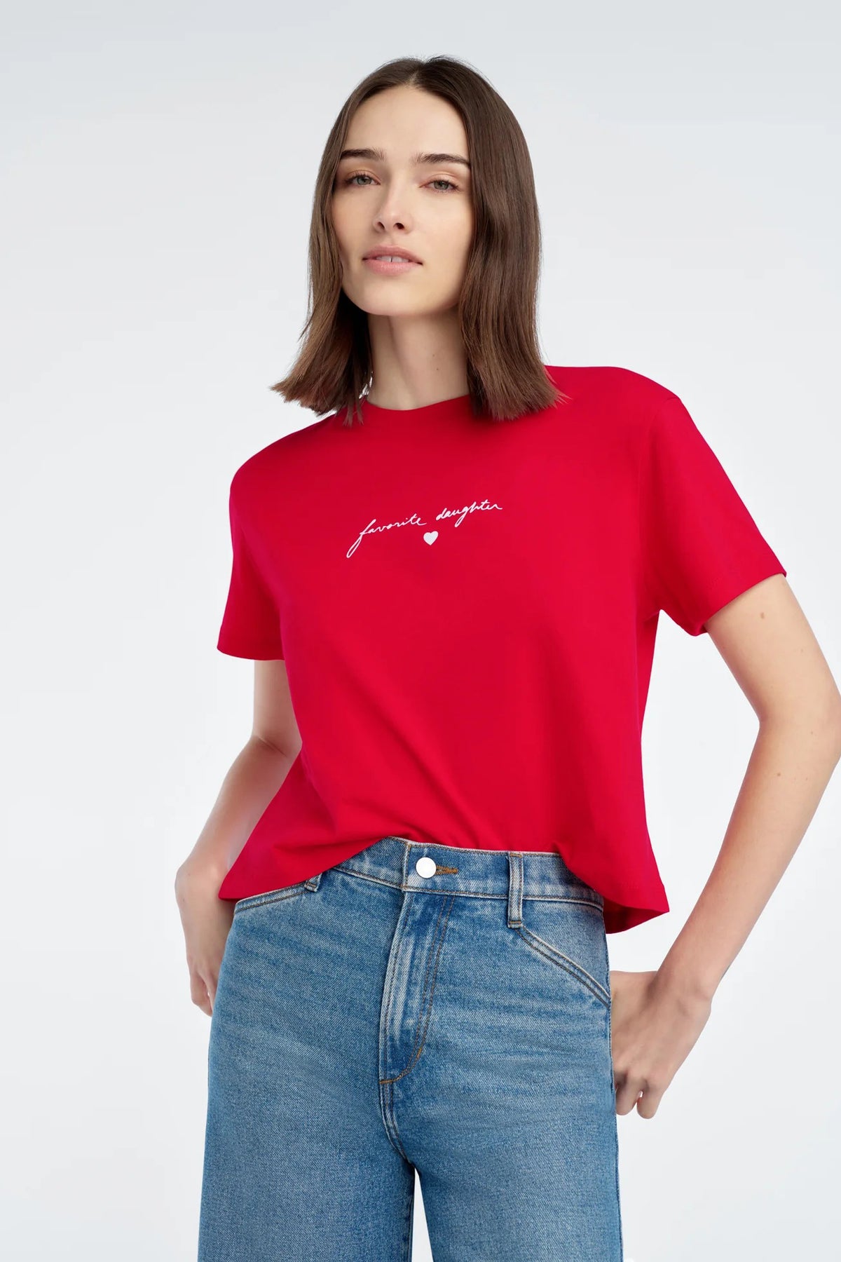 favorite daughter the cropped signature tee rouge red