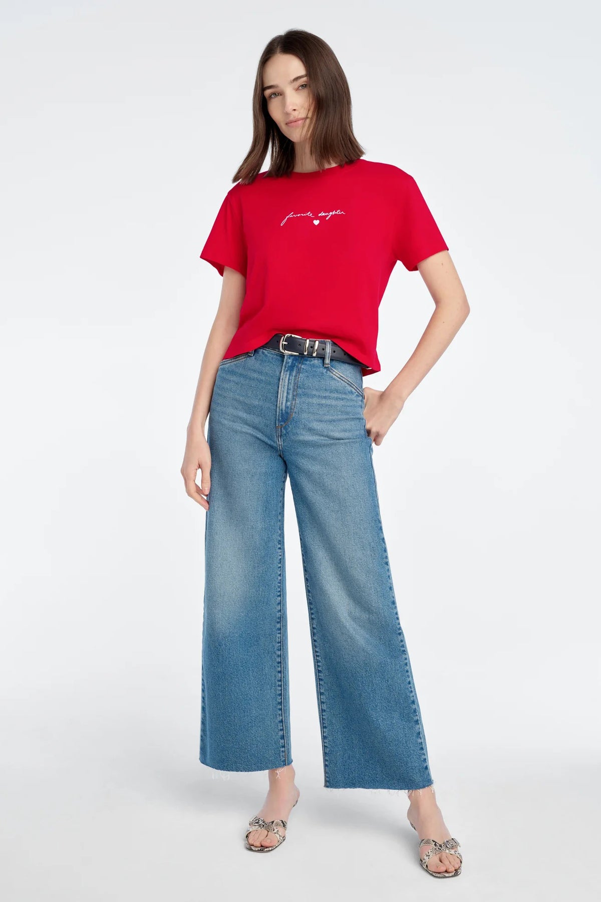 favorite daughter the cropped signature tee rouge red