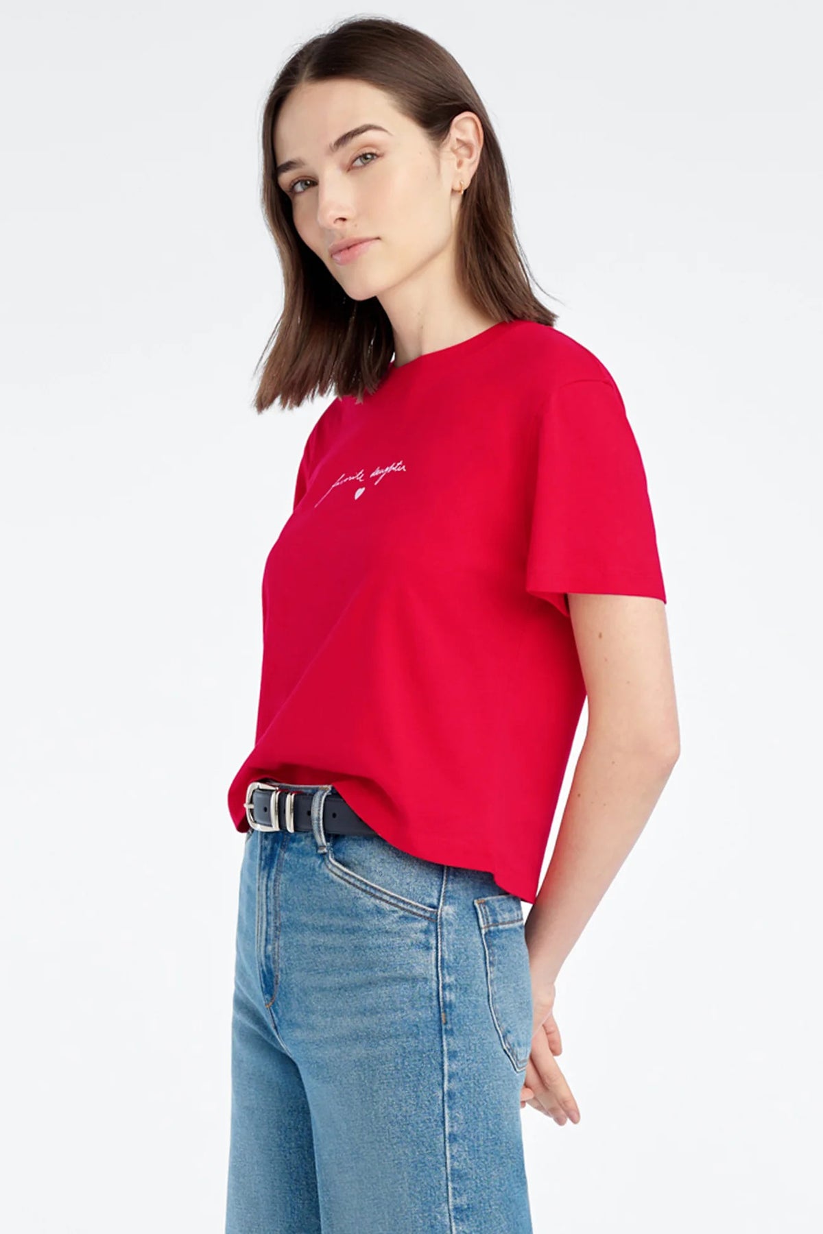 favorite daughter the cropped signature tee rouge red