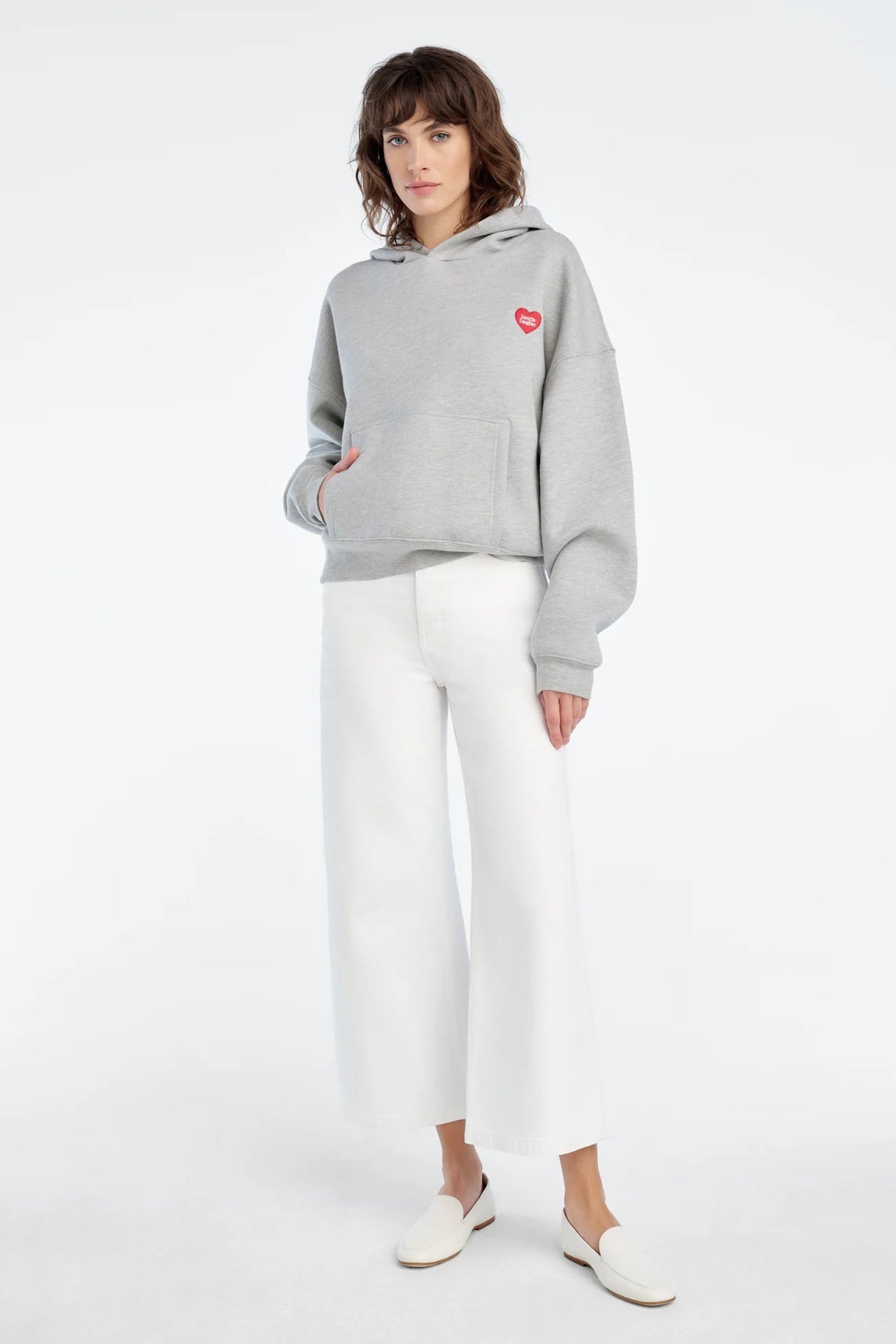 favorite daughter the heart embroidered hoodie heather grey