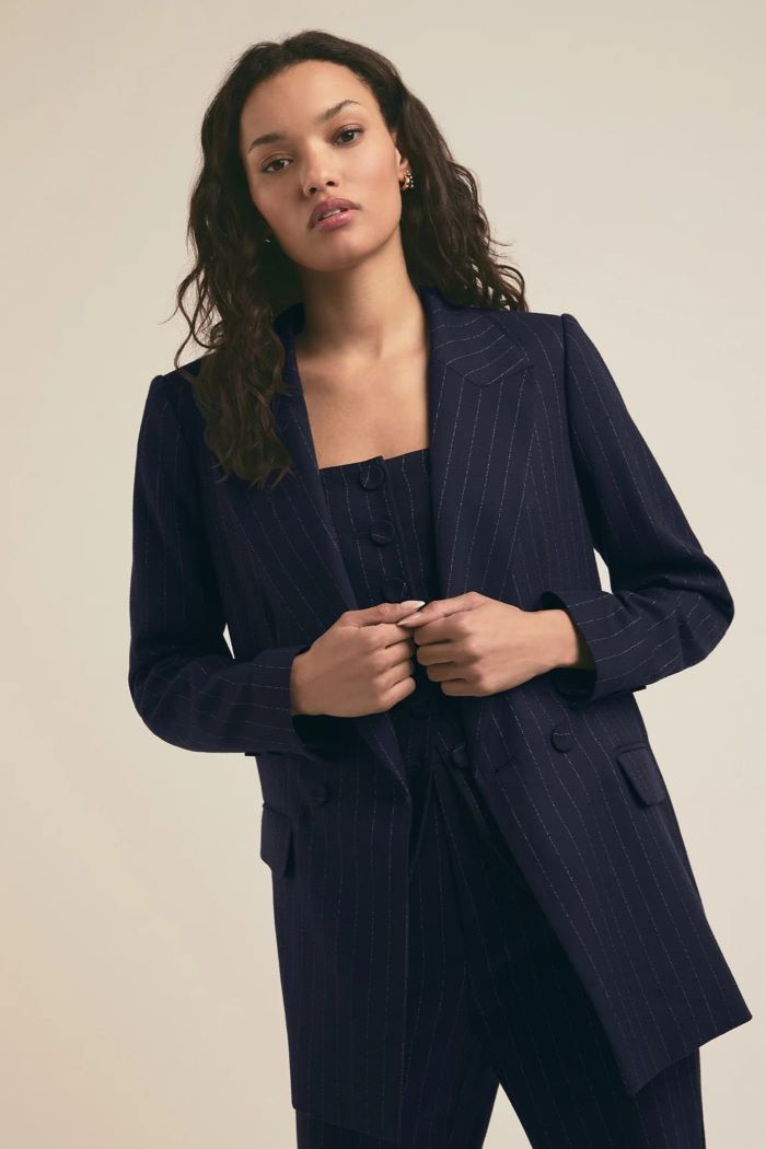 favorite daughter the suits you blazer navy pinstripe 