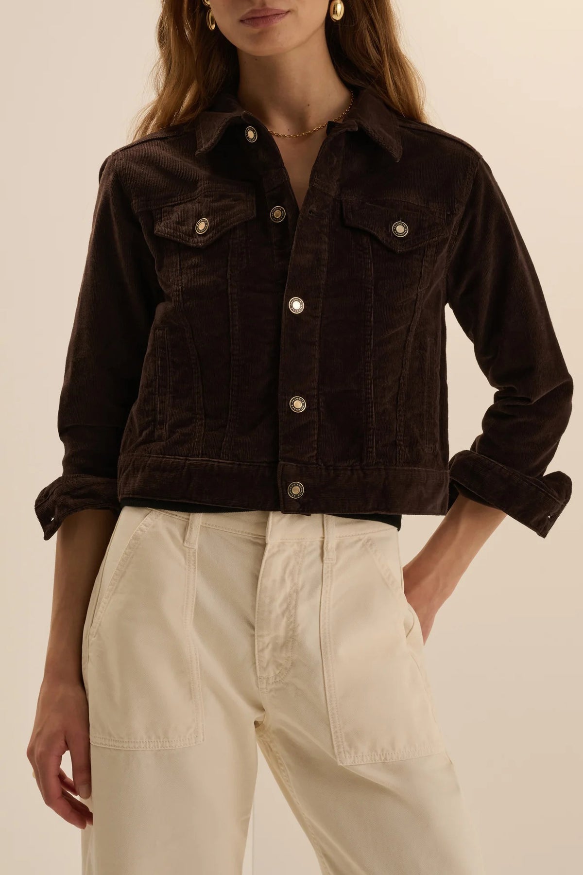 favorite daughter the cord trucker jacket espresso