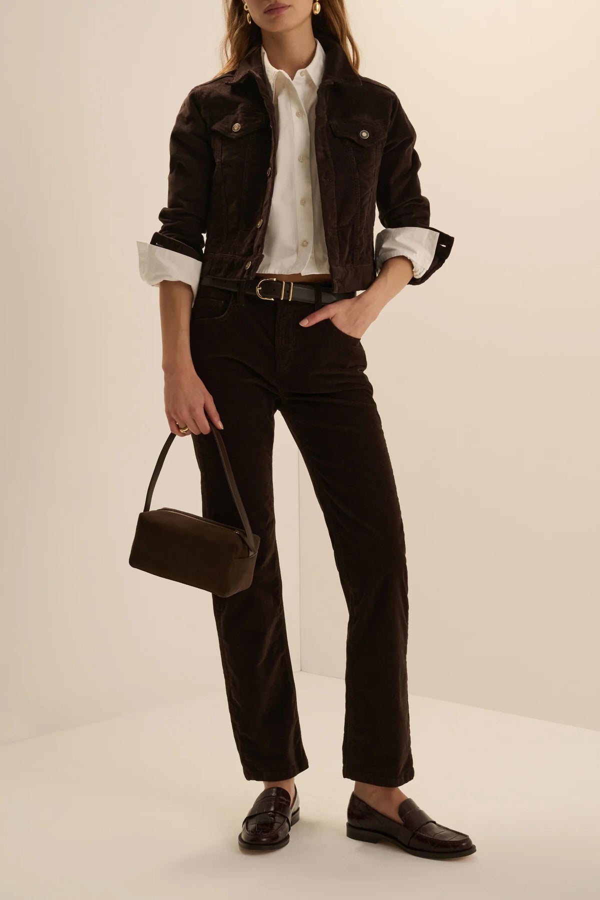 favorite daughter the cord trucker jacket espresso