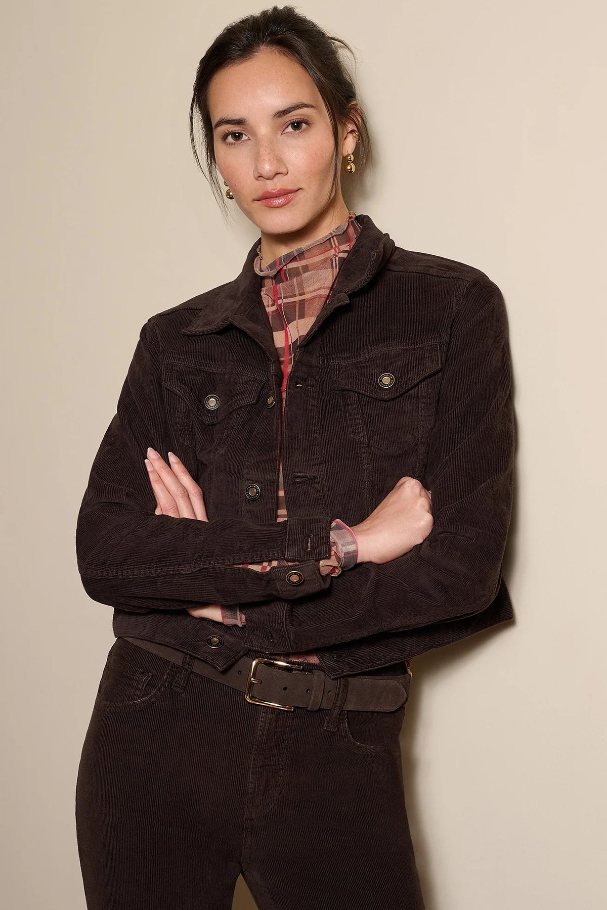 favorite daughter the cord trucker jacket espresso