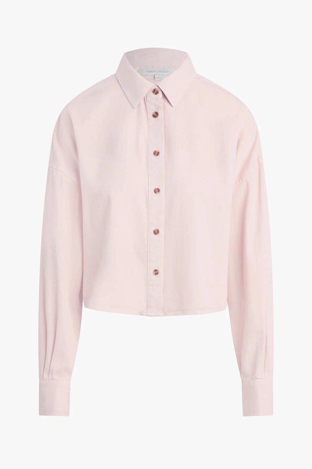 favorite daughter the crop ex-boyfriend shirt pale pink 