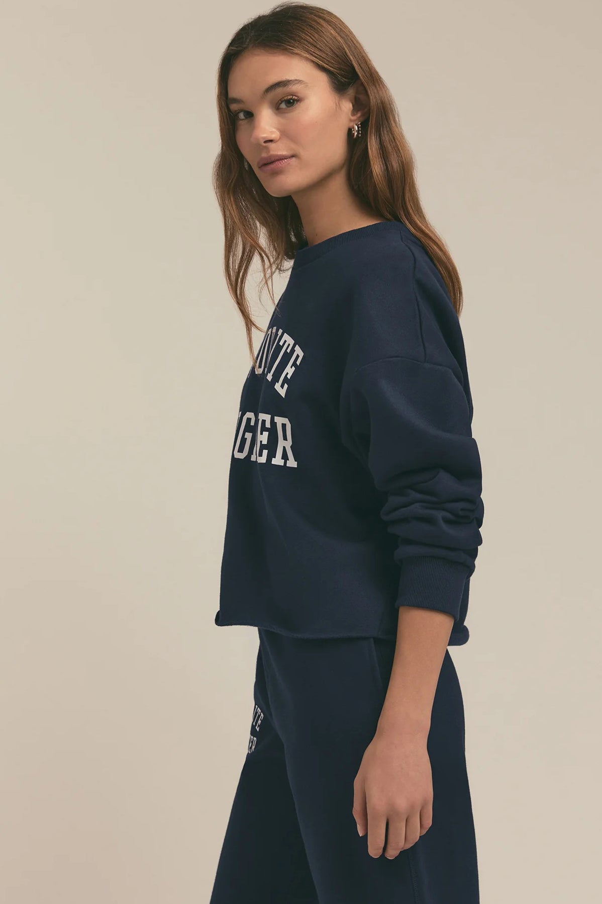 favorite daughter the cropped collegiate sweatshirt navy