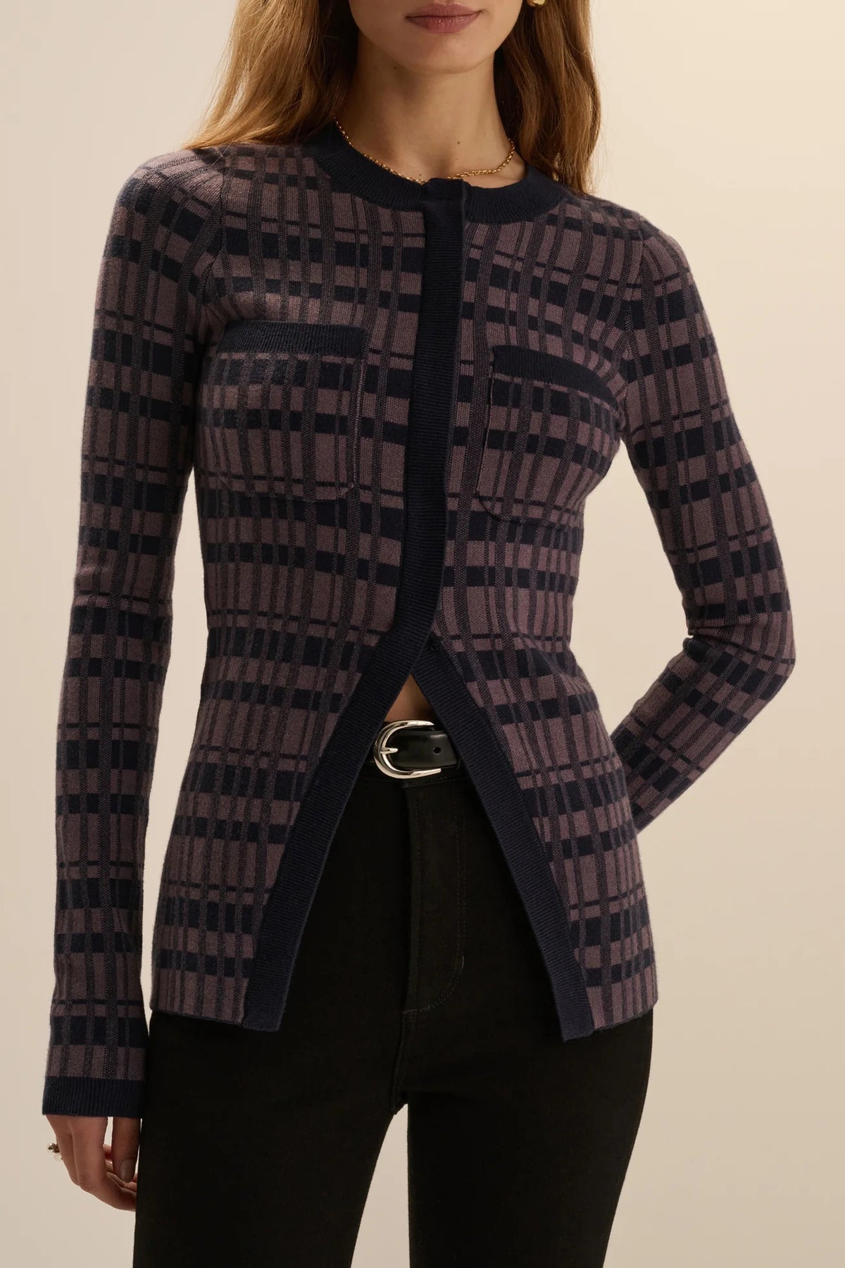 favorite daughter the draper cardigan navy plaid