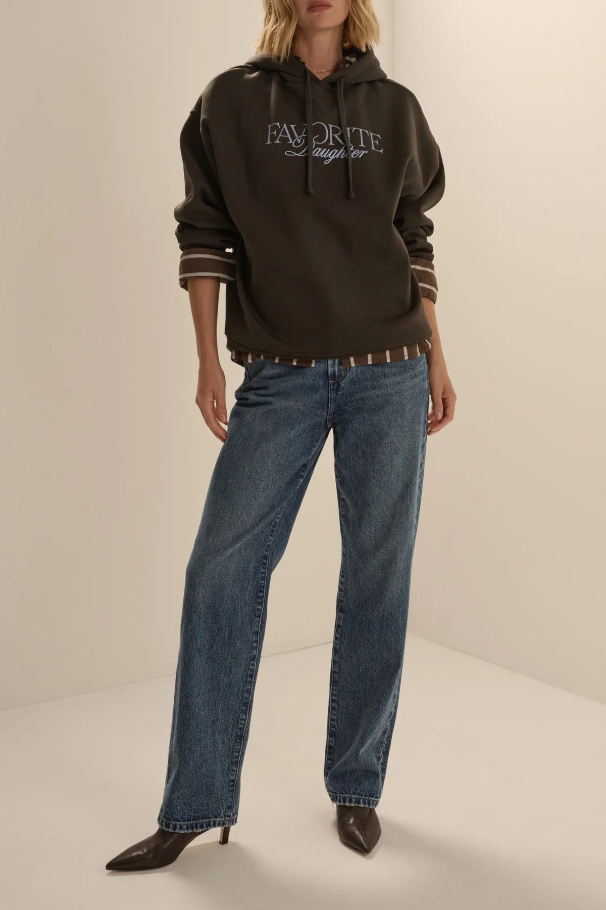 favorite daughter the embroidery ritzy hoodie espresso sea blue
