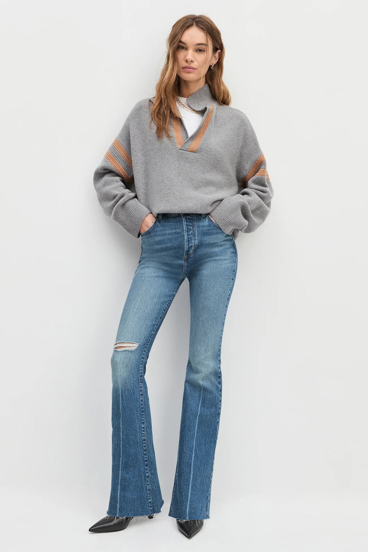 favorite daughter the grace sweater grey combo