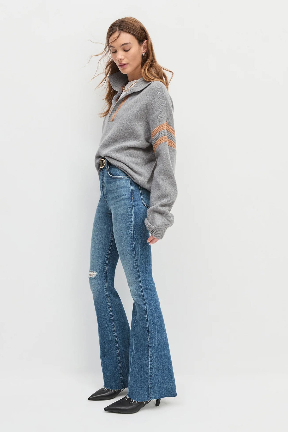 favorite daughter the grace sweater grey combo