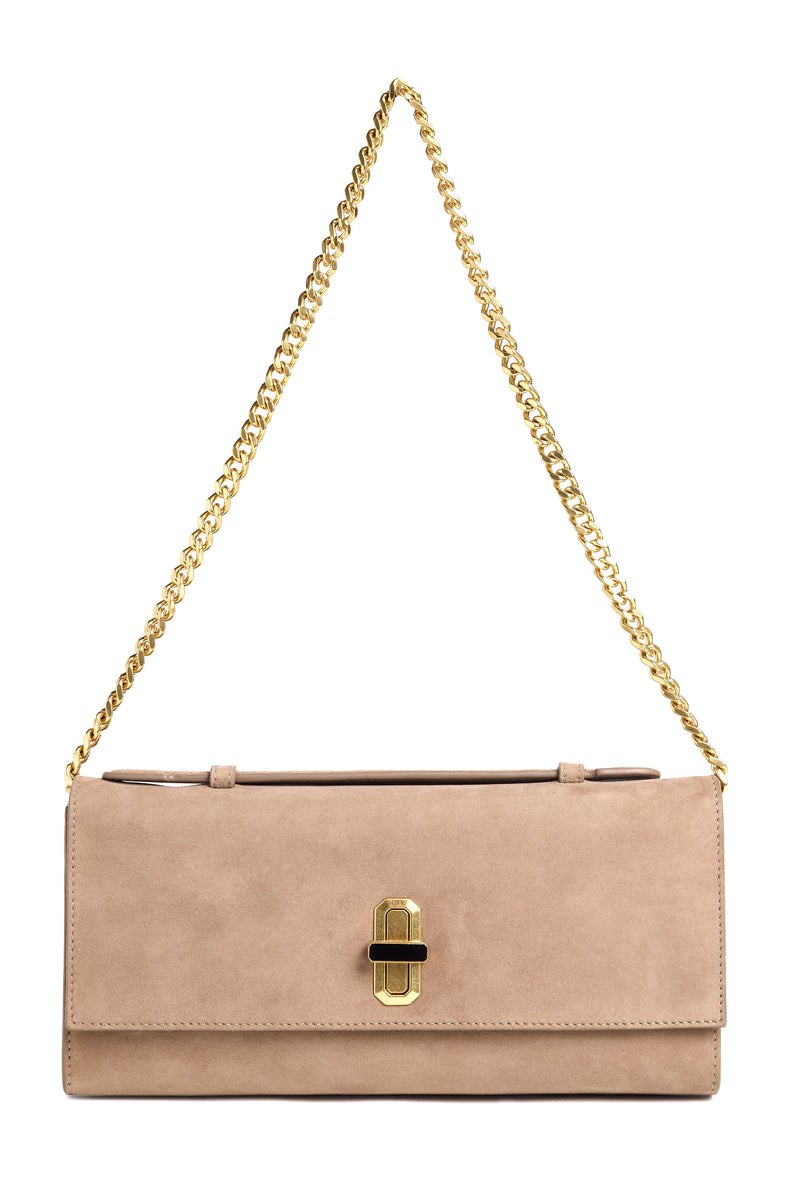 favorite daughter the heirloom clutch taupe suede