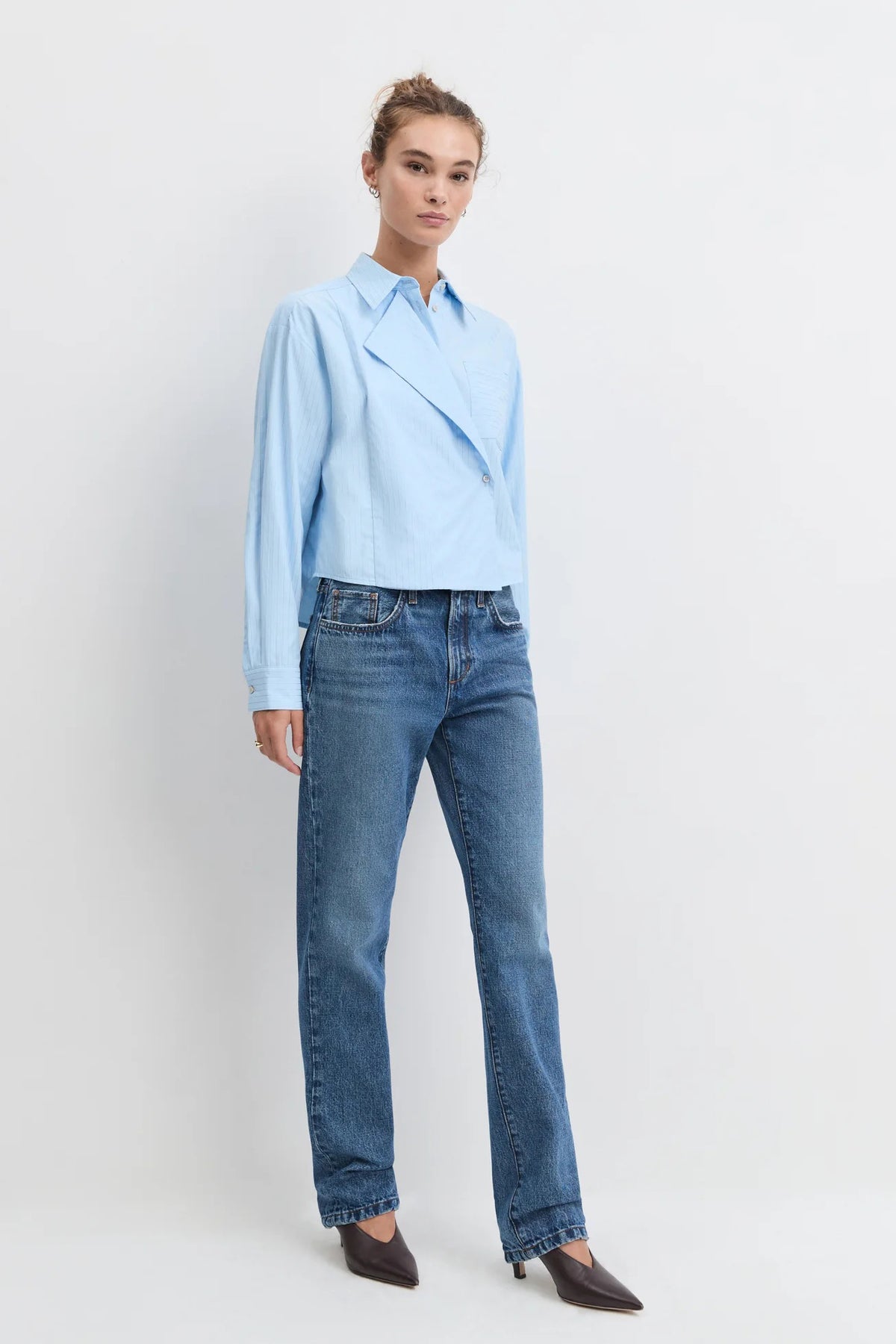 favorite daughter the jenni top light blue stripe