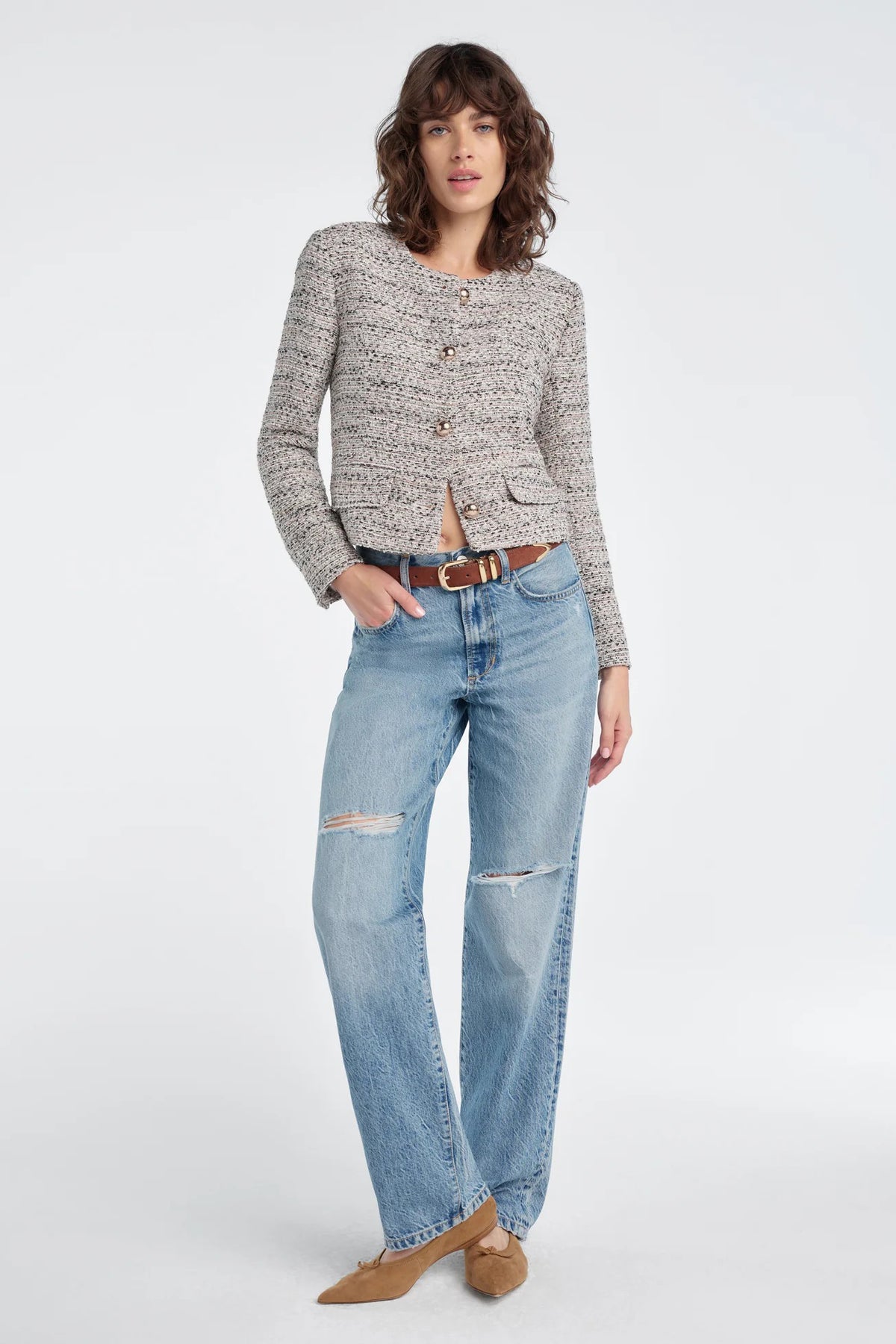 favorite daughter the lady jacket pink tweed