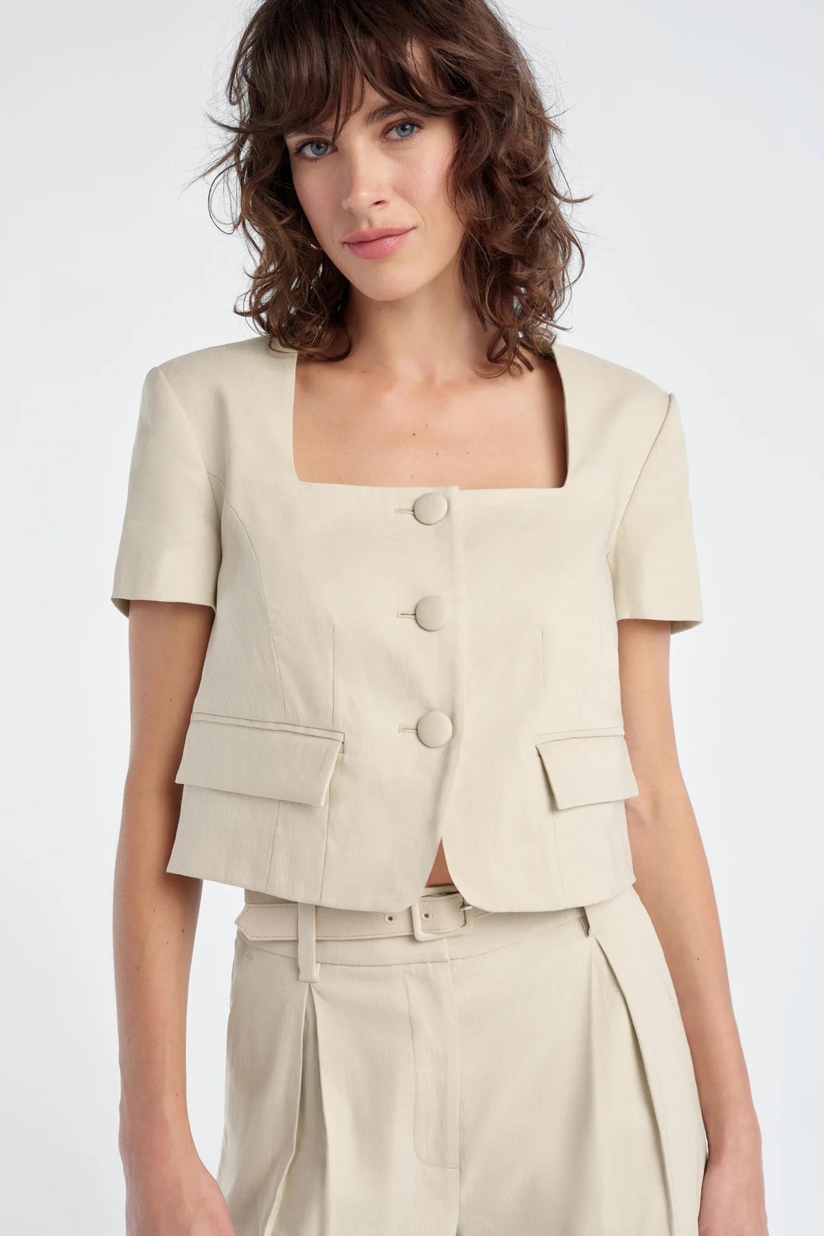 favorite daughter the mayfair linen top khaki