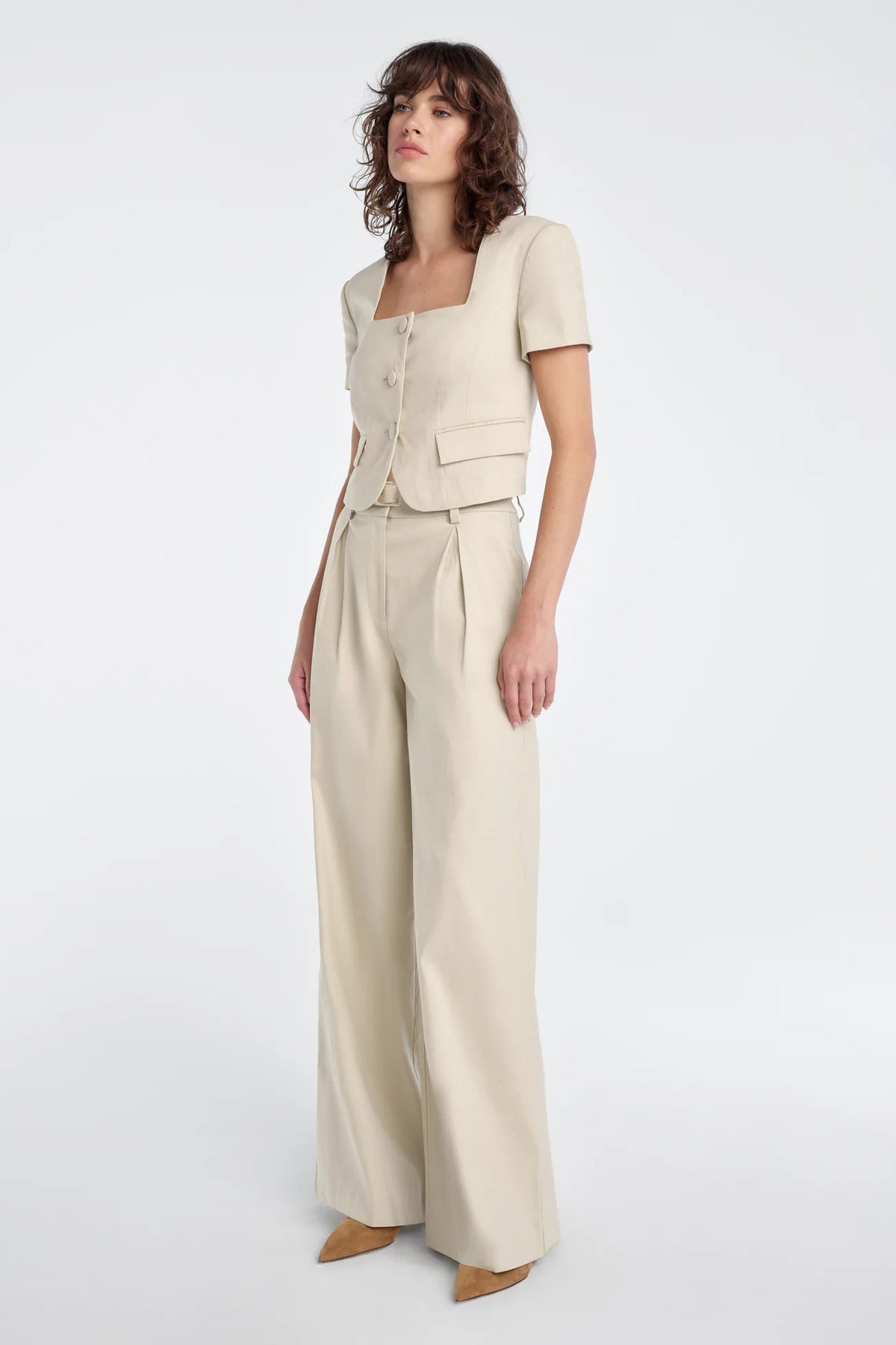 favorite daughter the mayfair linen top khaki