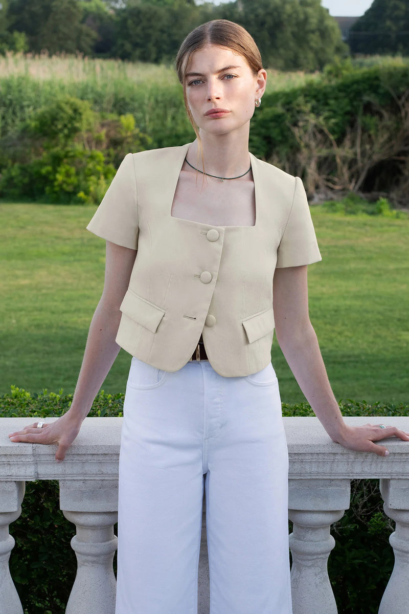 favorite daughter the mayfair linen top khaki