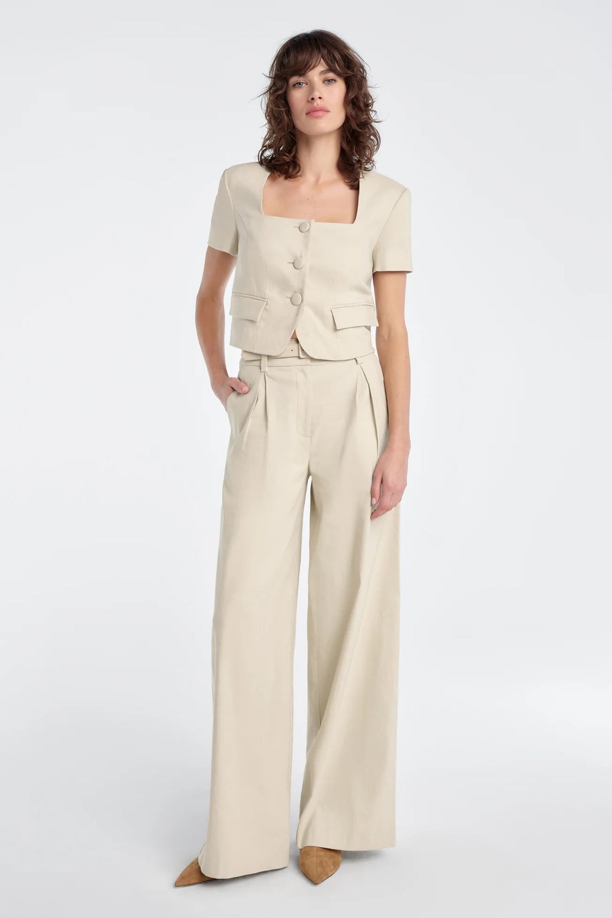 favorite daughter the miranda linen pant khaki
