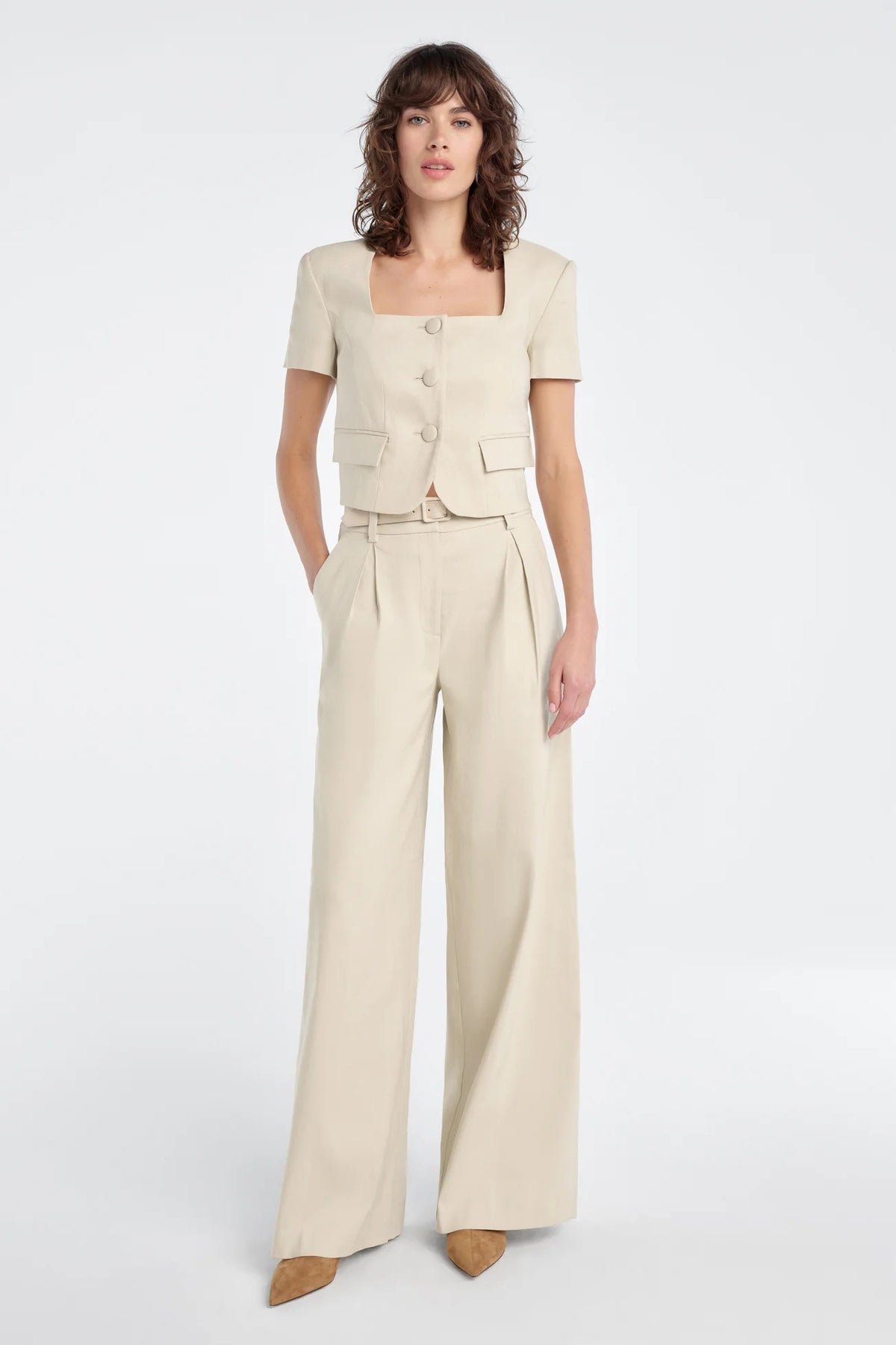 favorite daughter the mayfair linen top khaki