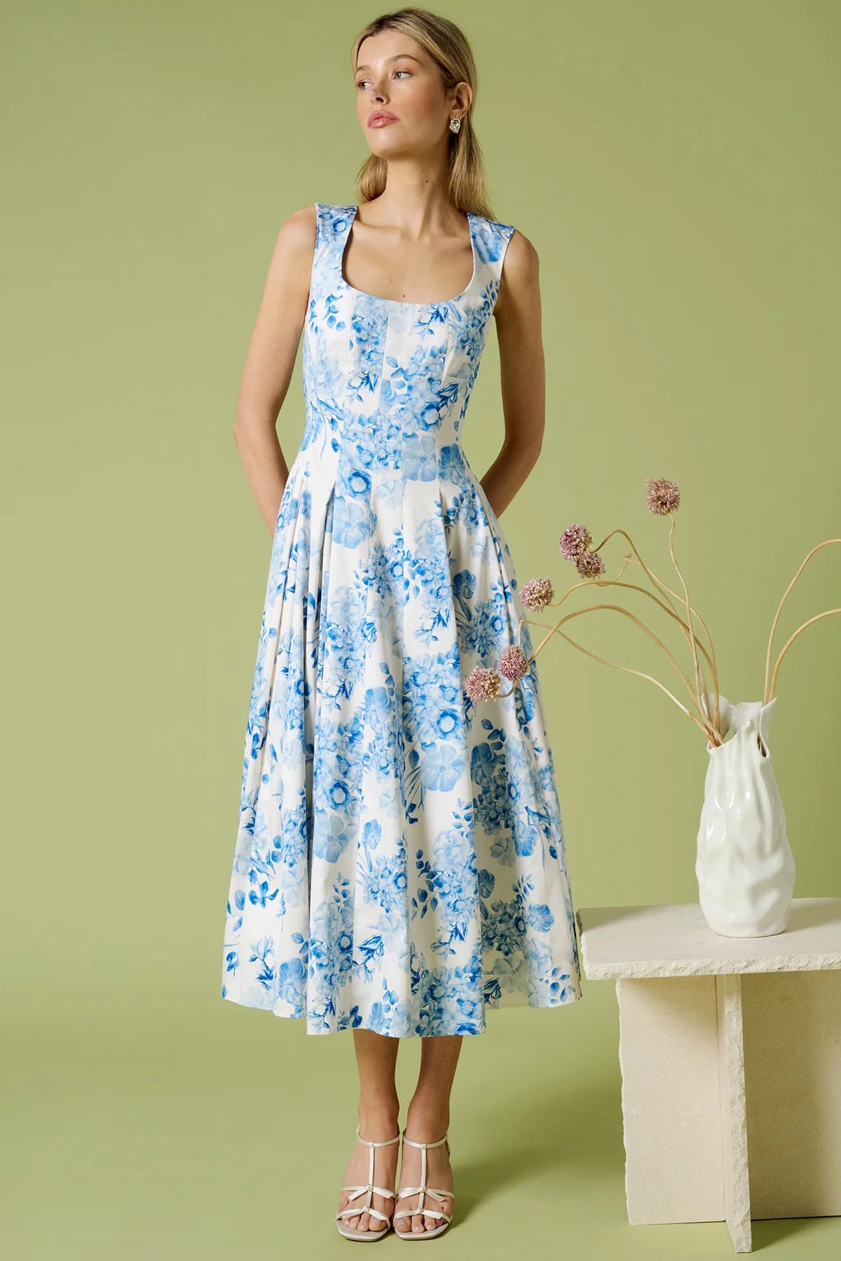 favorite daughter the muse dress blue and white floral