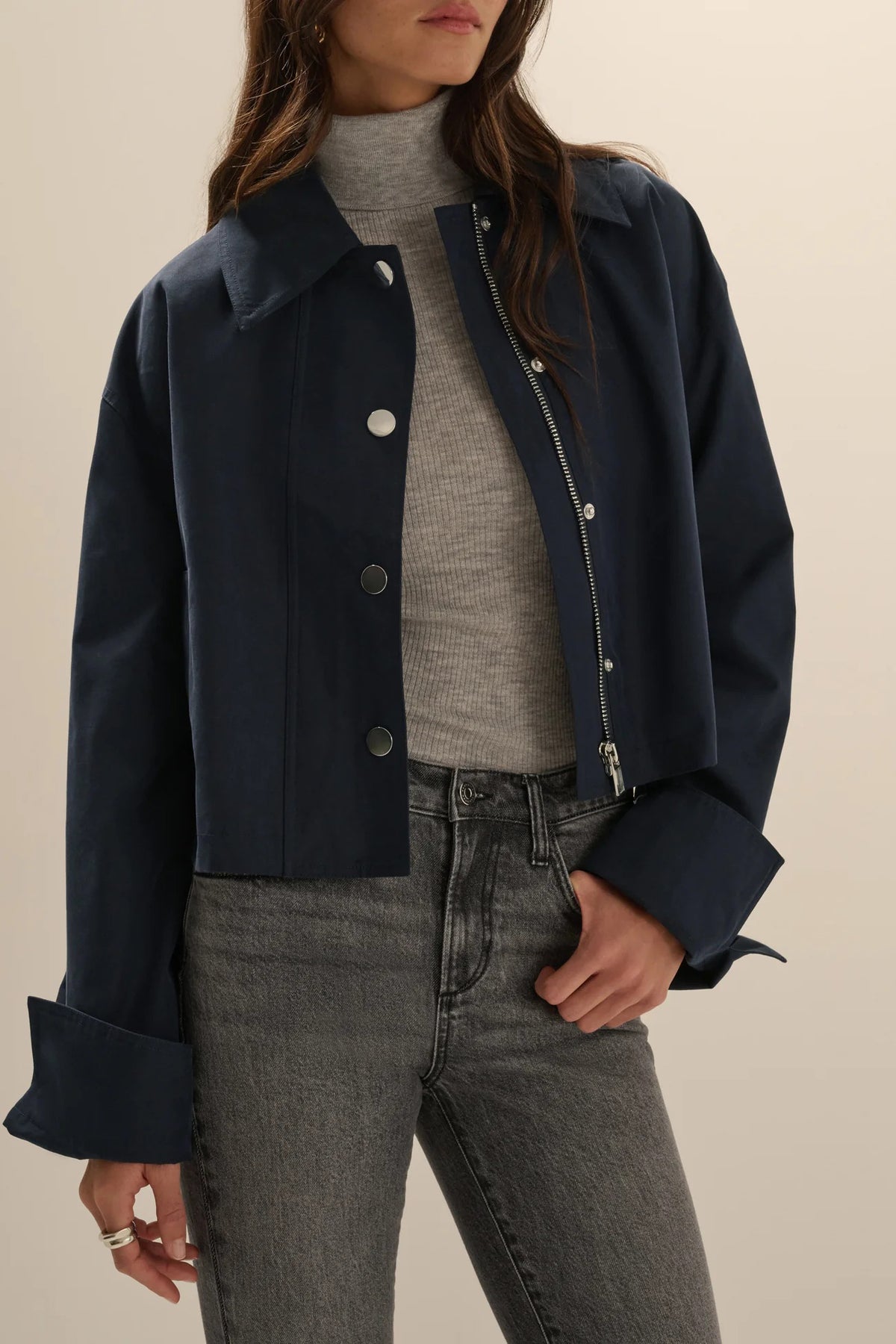 favorite daughter the rue cropped trench navy