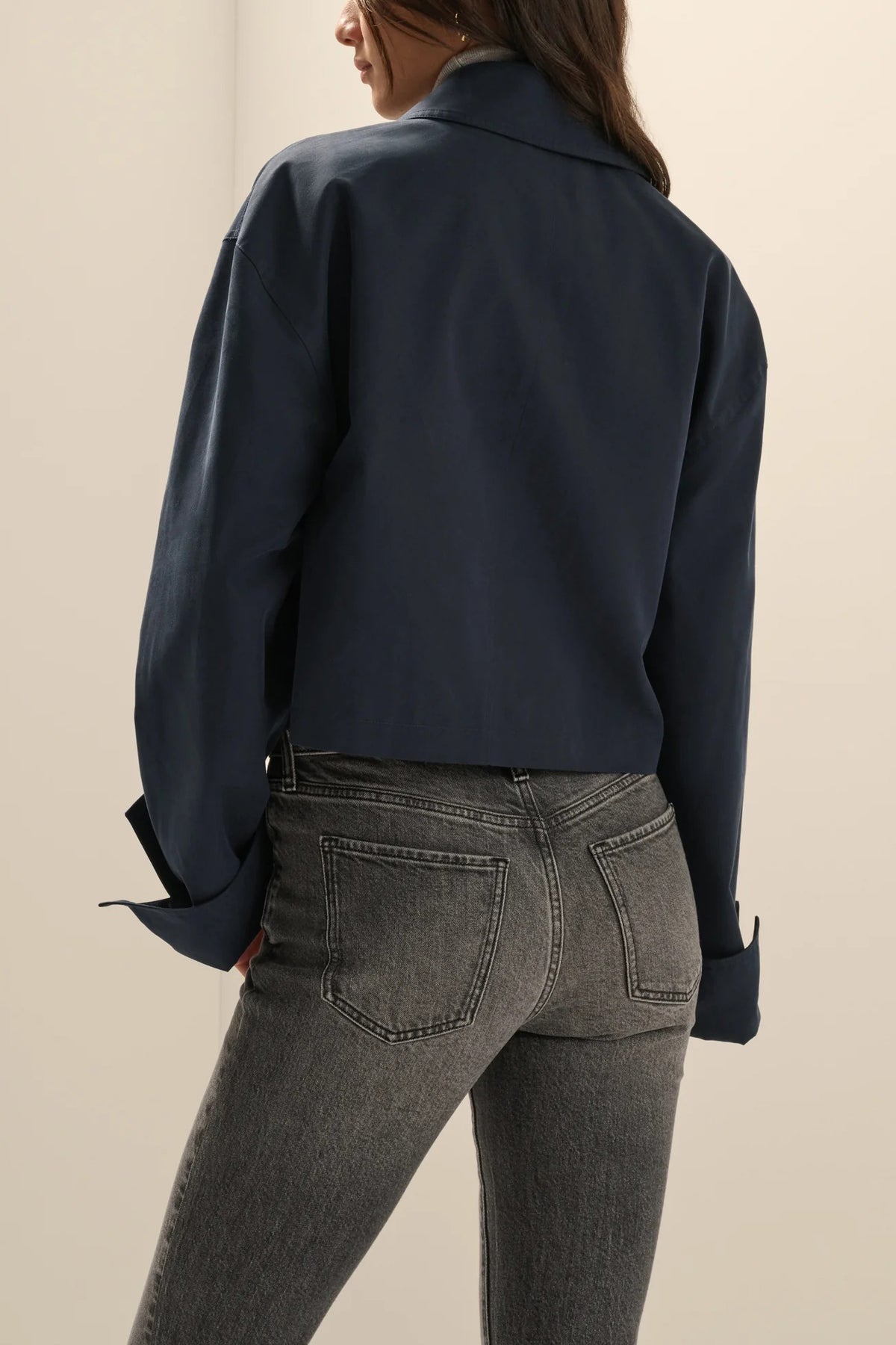 favorite daughter the rue cropped trench navy