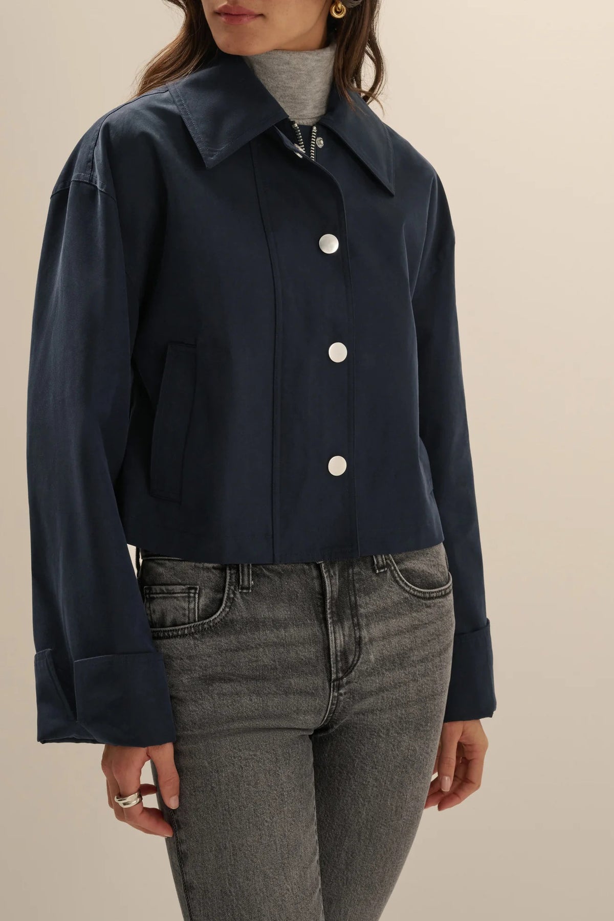 favorite daughter the rue cropped trench navy