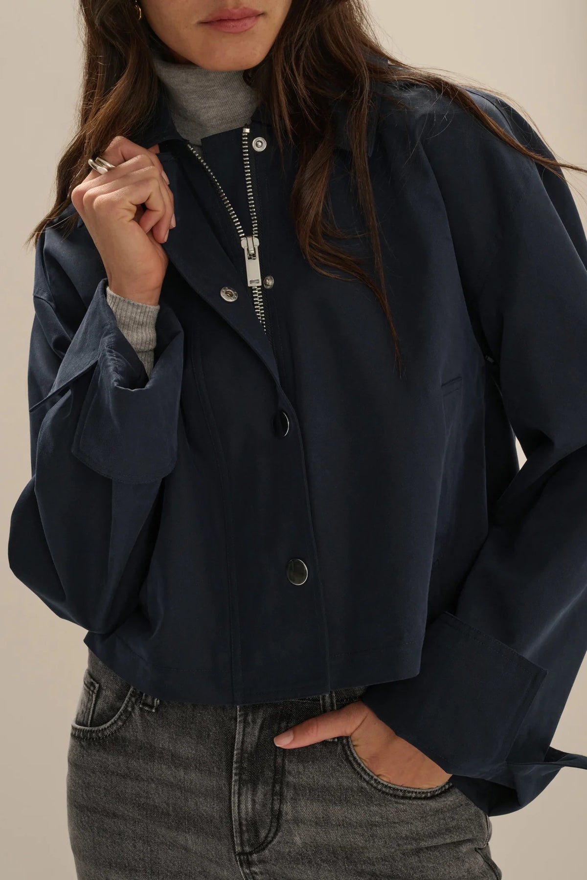 favorite daughter the rue cropped trench navy