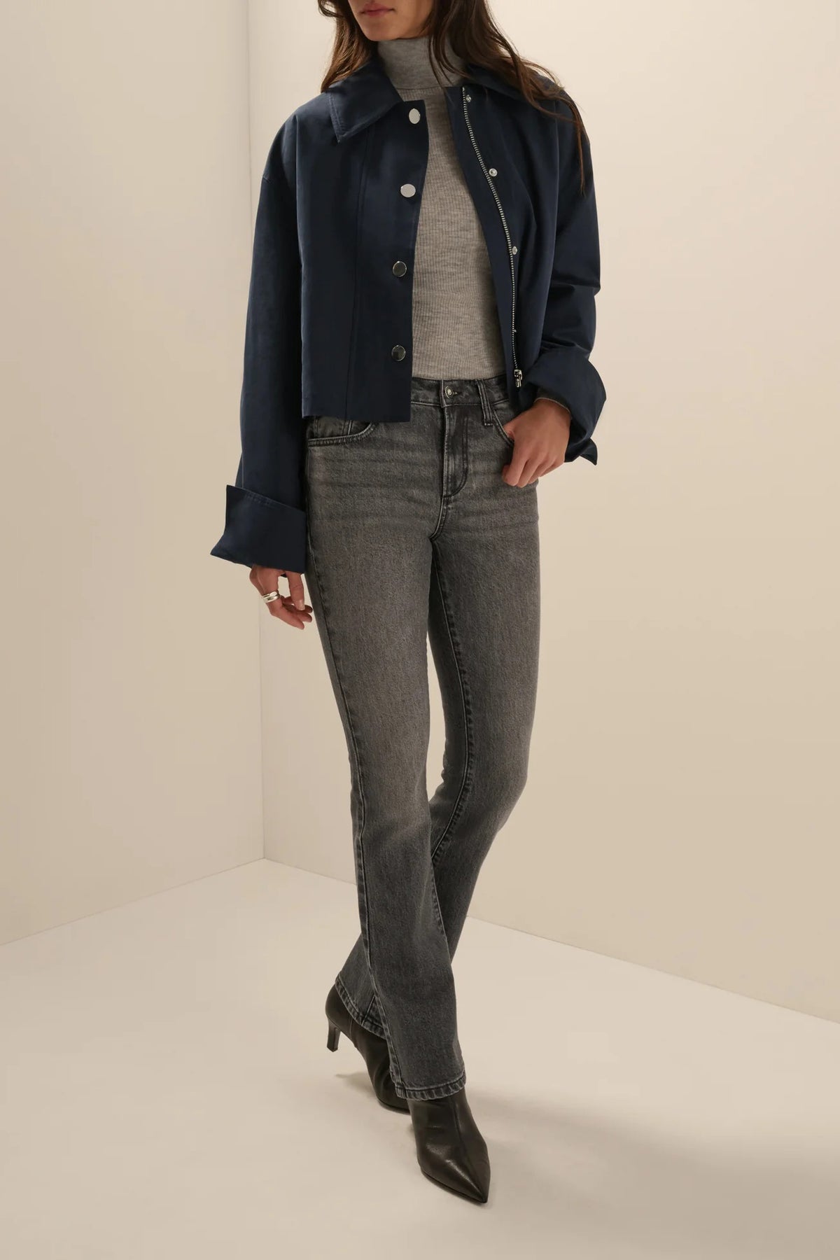 favorite daughter the rue cropped trench navy
