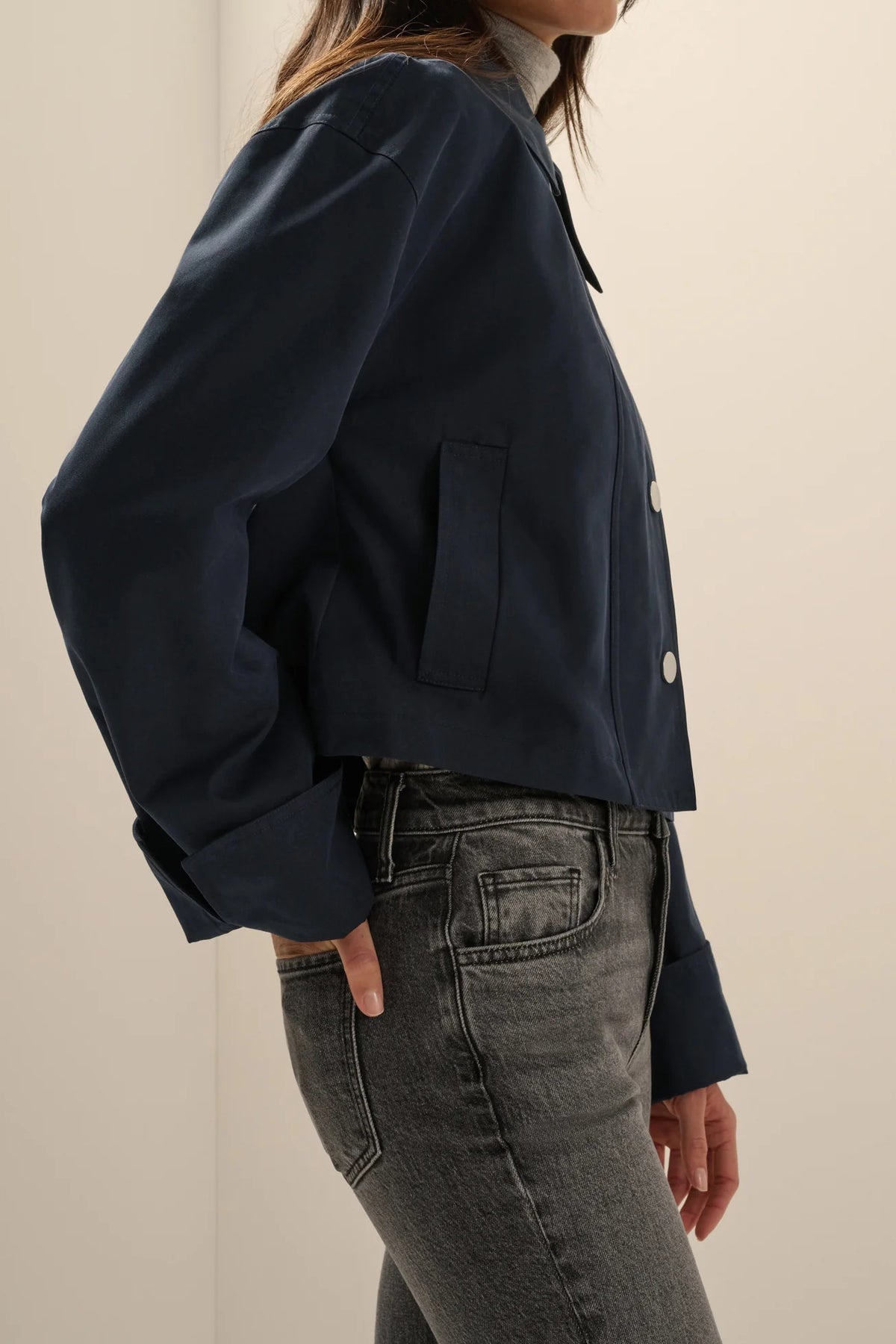 favorite daughter the rue cropped trench navy