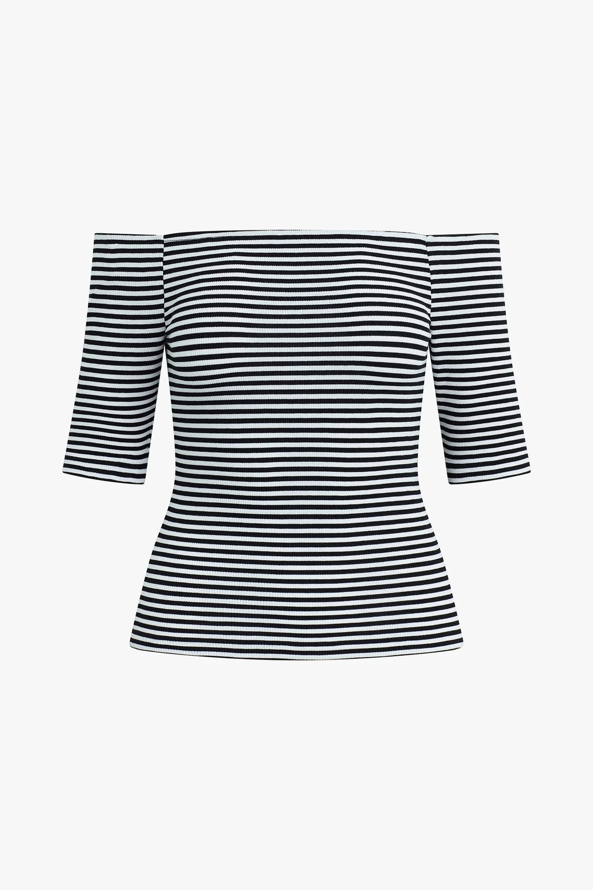 favorite daughter the sara half sleeve top black white stripe