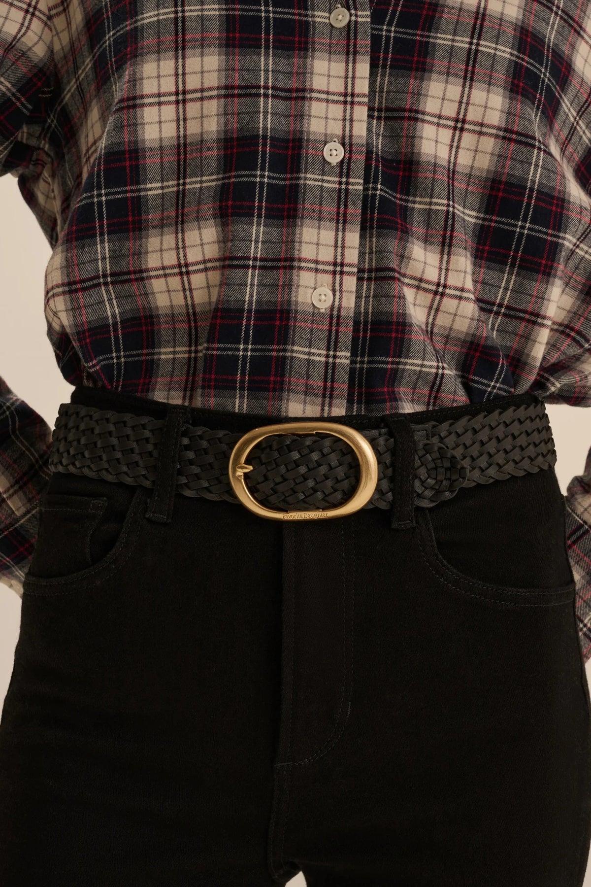 favorite daughter the woven jean belt black antique brass