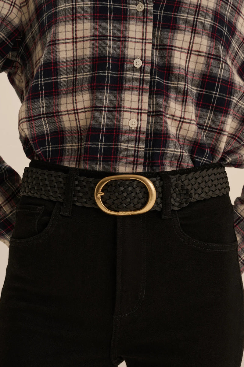 favorite daughter the woven jean belt black antique brass