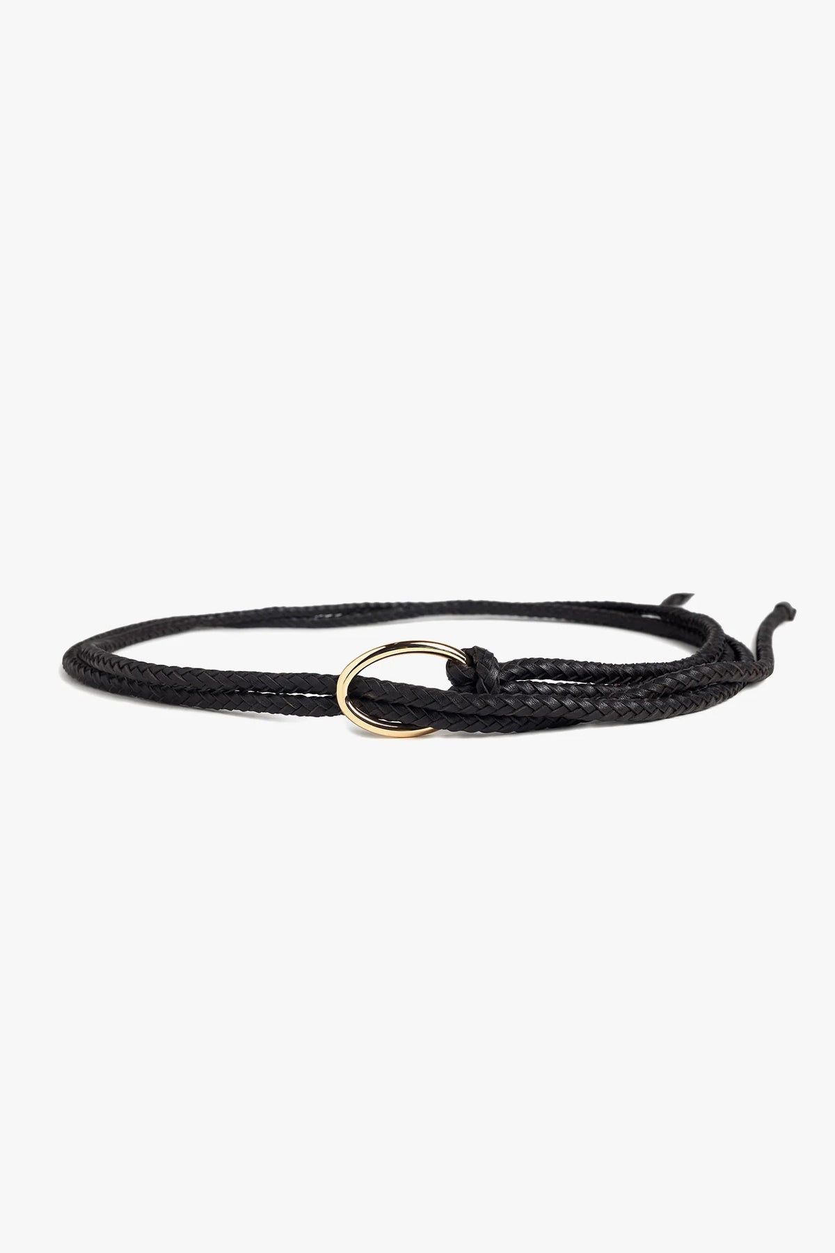 favorite daughter the woven knot belt black polished gold