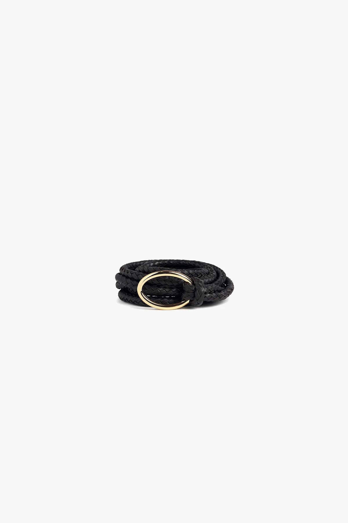 favorite daughter the woven knot belt black polished gold