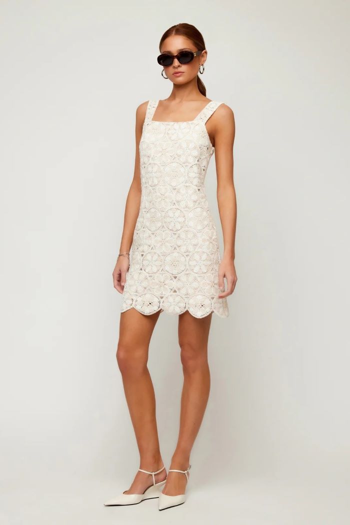 fifteen twenty daisy mini dress off white/natural 