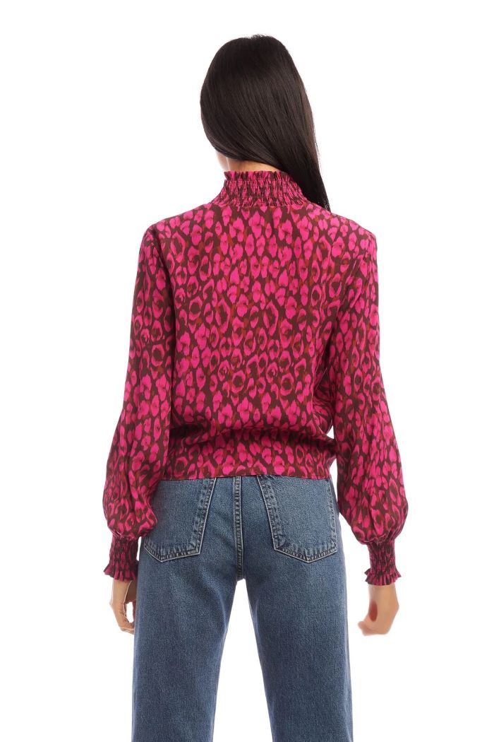 fifteen twenty smocked tie front top leopard